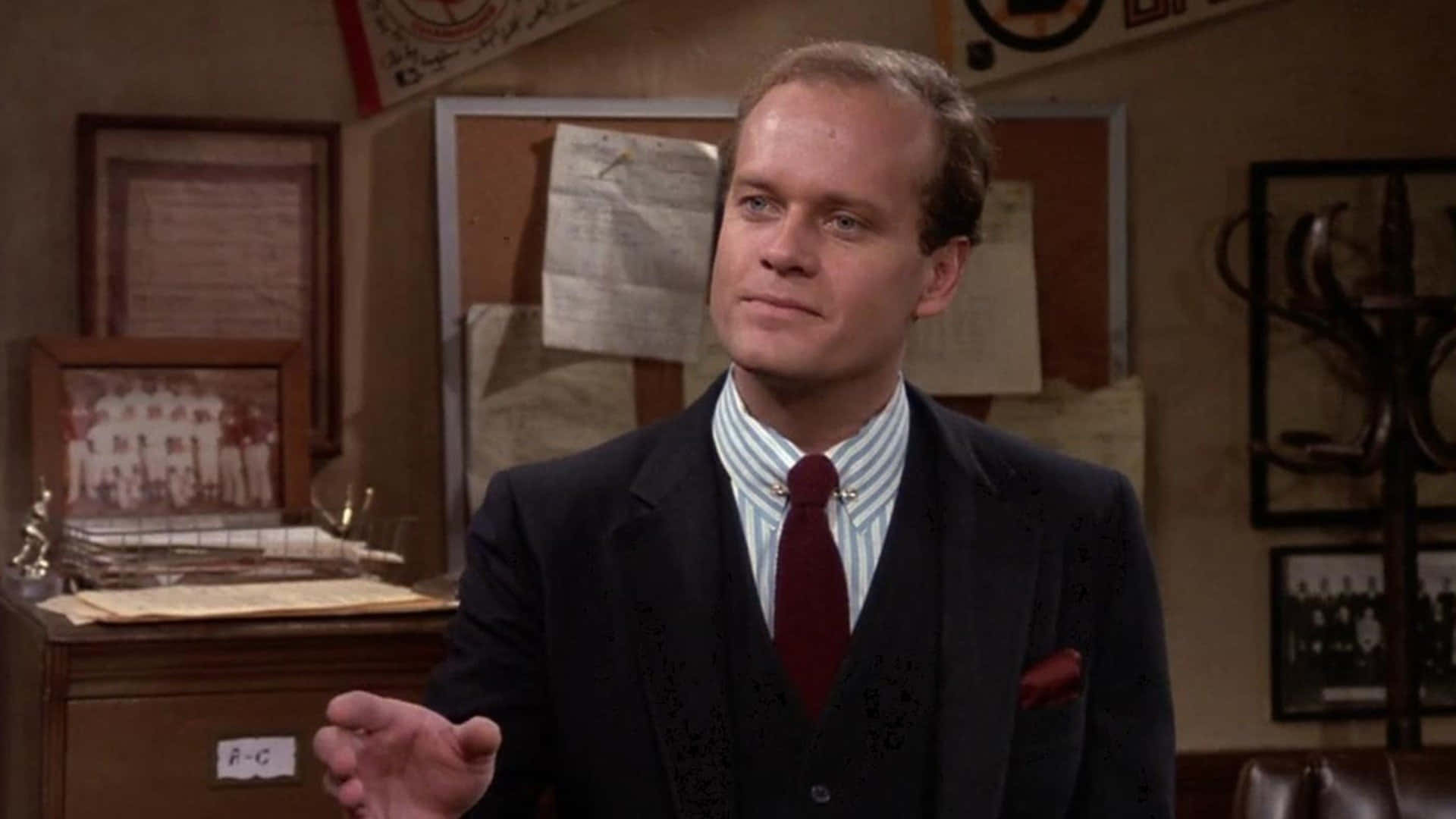 Kelsey Grammer, dark suit, red tie, Full HD Desktop Wallpaper