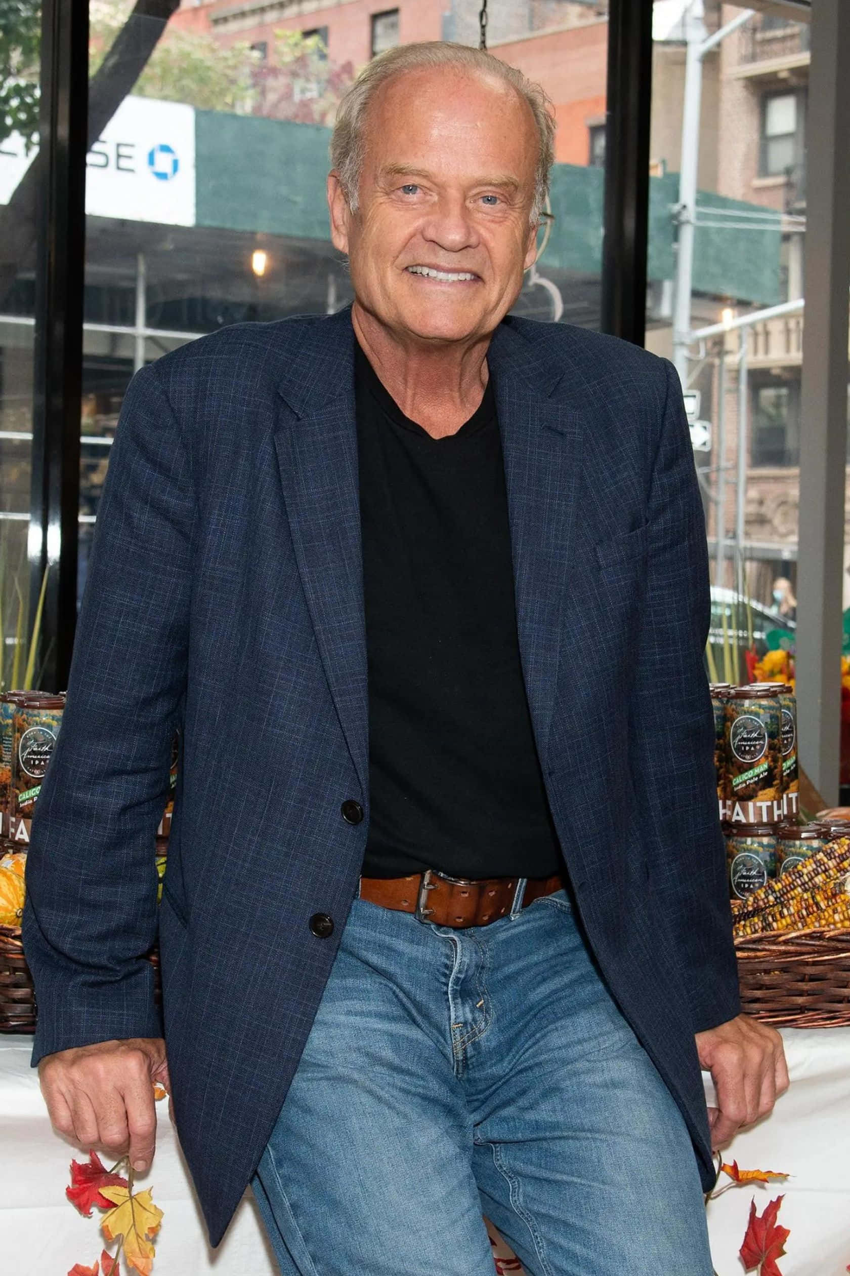 Kelsey Grammer, blue plaid blazer, jeans, Full HD Phone Wallpaper