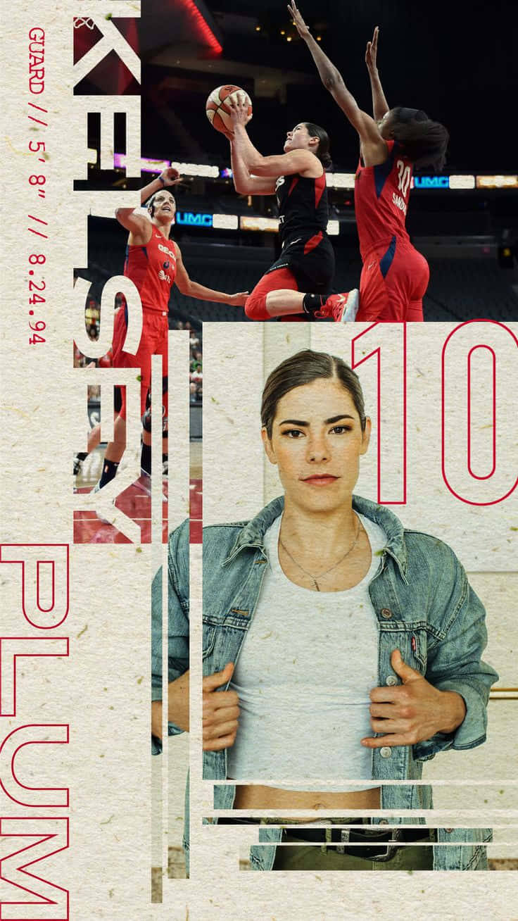 Kelsey Plum, basketball player, bold red typography, HD Phone Wallpaper