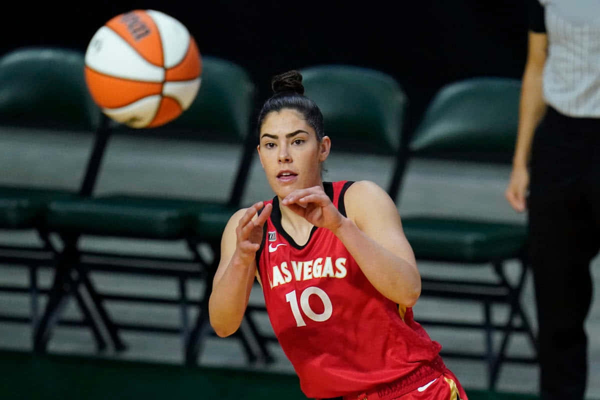 Kelsey Plum, red Las Vegas jersey, number 10, SD Desktop Wallpaper