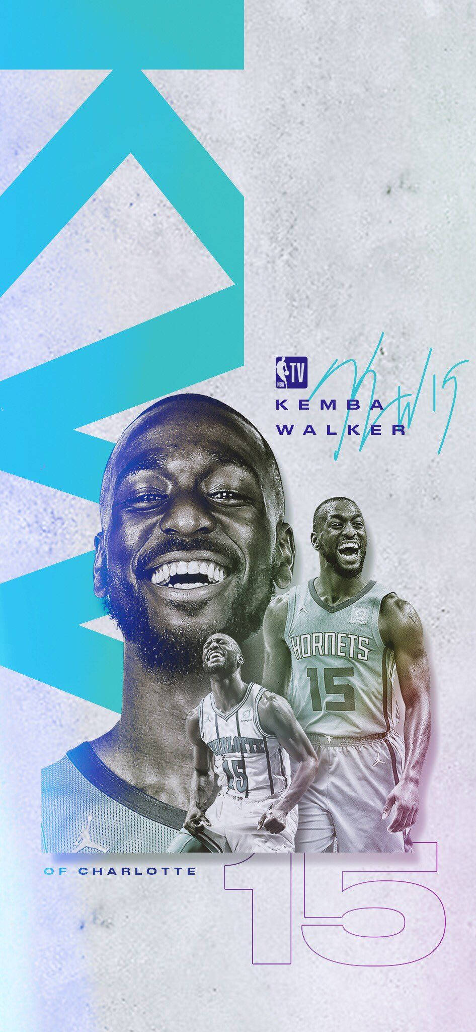Kemba Walker, teal geometric accents, dynamic poses, Full HD Phone Wallpaper