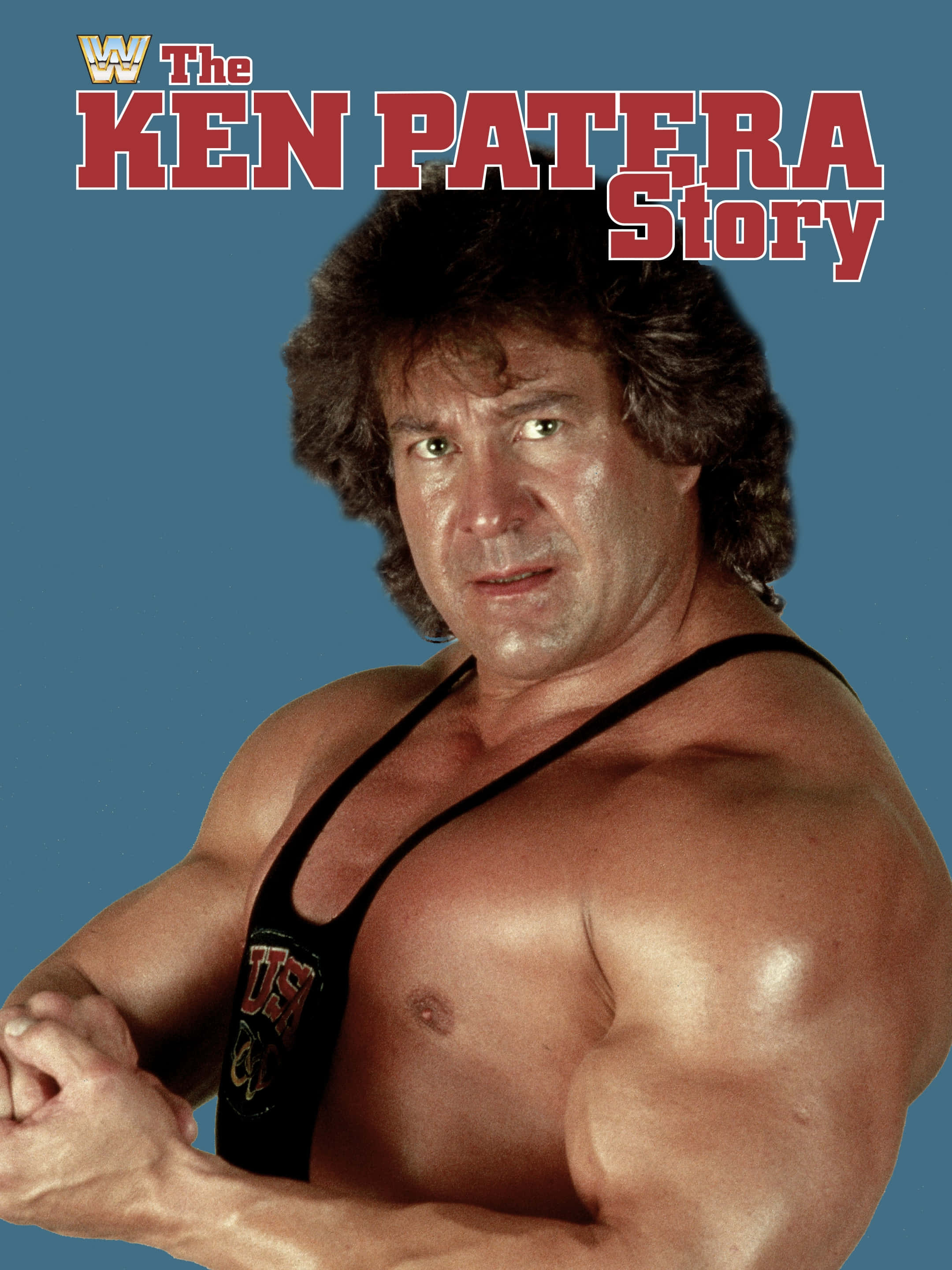 Ken Patera, black singlet, solid blue background, 2K Phone Wallpaper