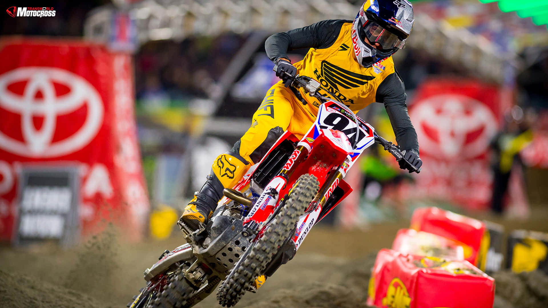 Ken Roczen, yellow gear, red dirt bike, Full HD Desktop Wallpaper