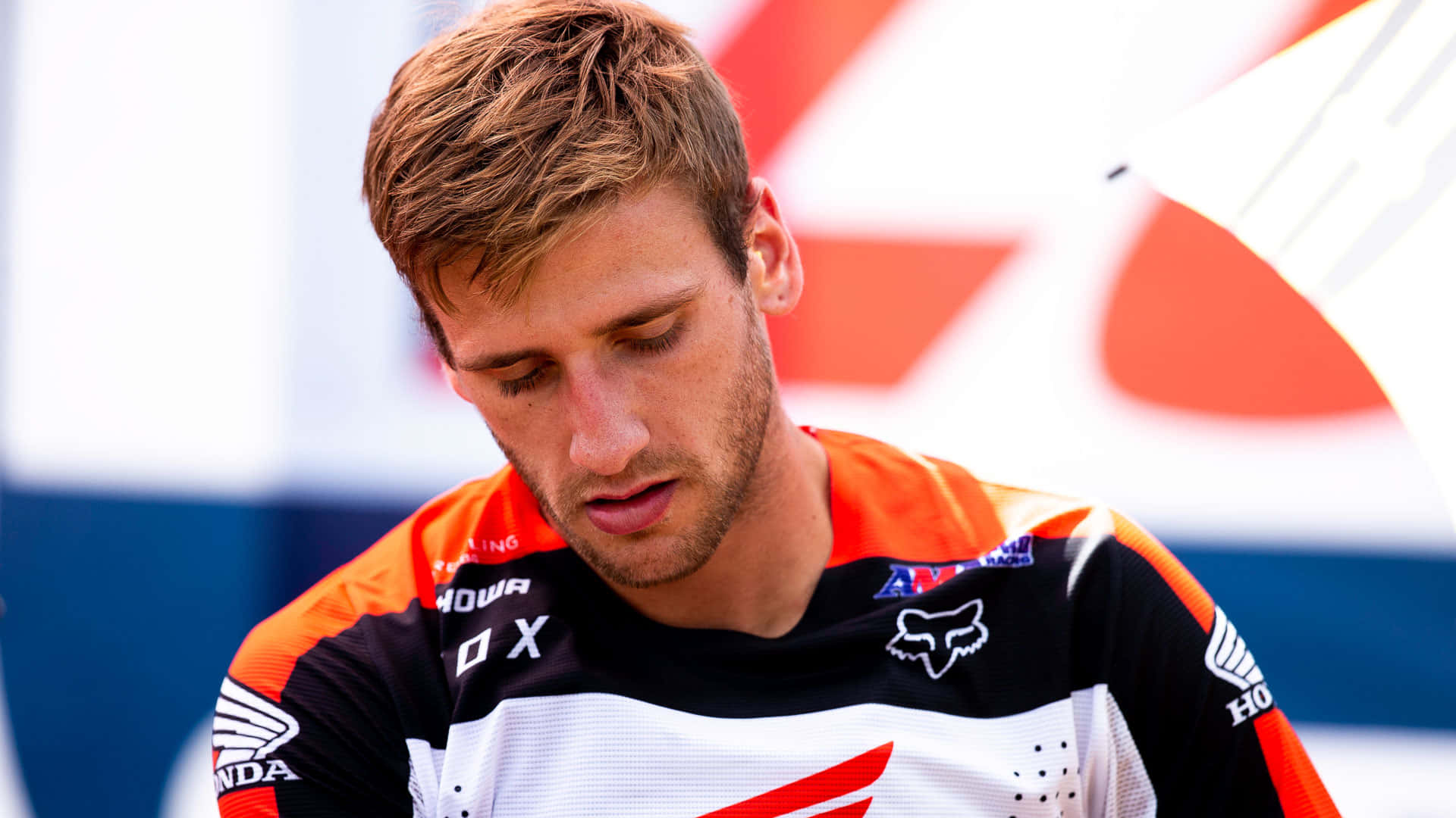 Ken Roczen, motocross rider, orange black and white gear, Full HD Desktop Wallpaper