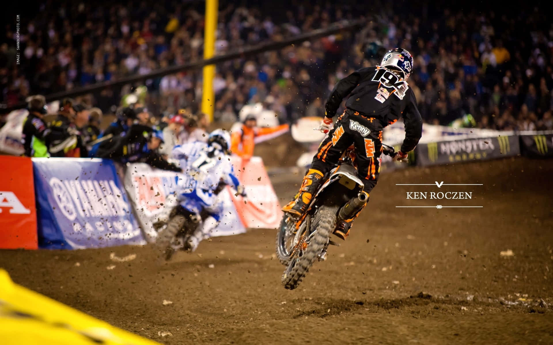 Ken Roczen, black and orange gear, dirt track, Full HD Desktop Wallpaper
