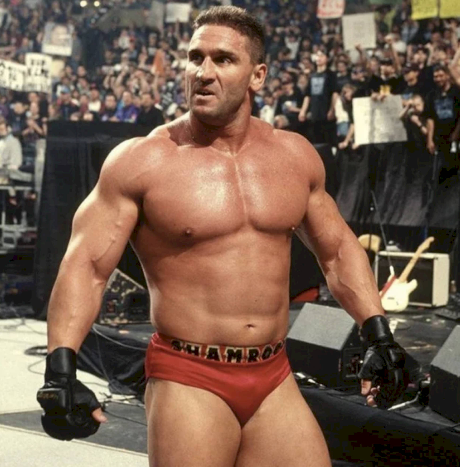 Ken Shamrock, red trunks, black gloves, Full HD Phone Wallpaper
