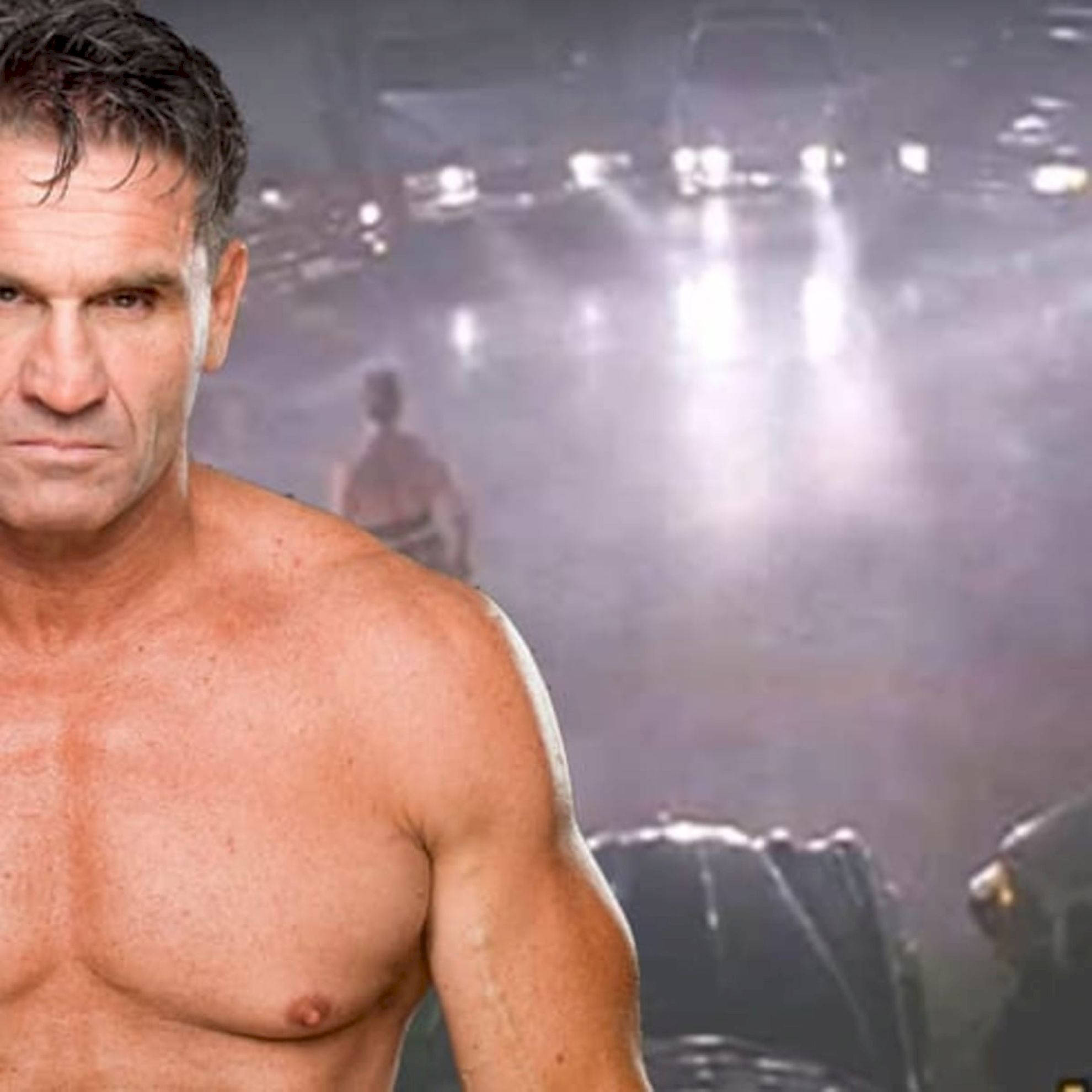Ken Shamrock, muscular man, blurred car chase, Full HD Desktop Wallpaper