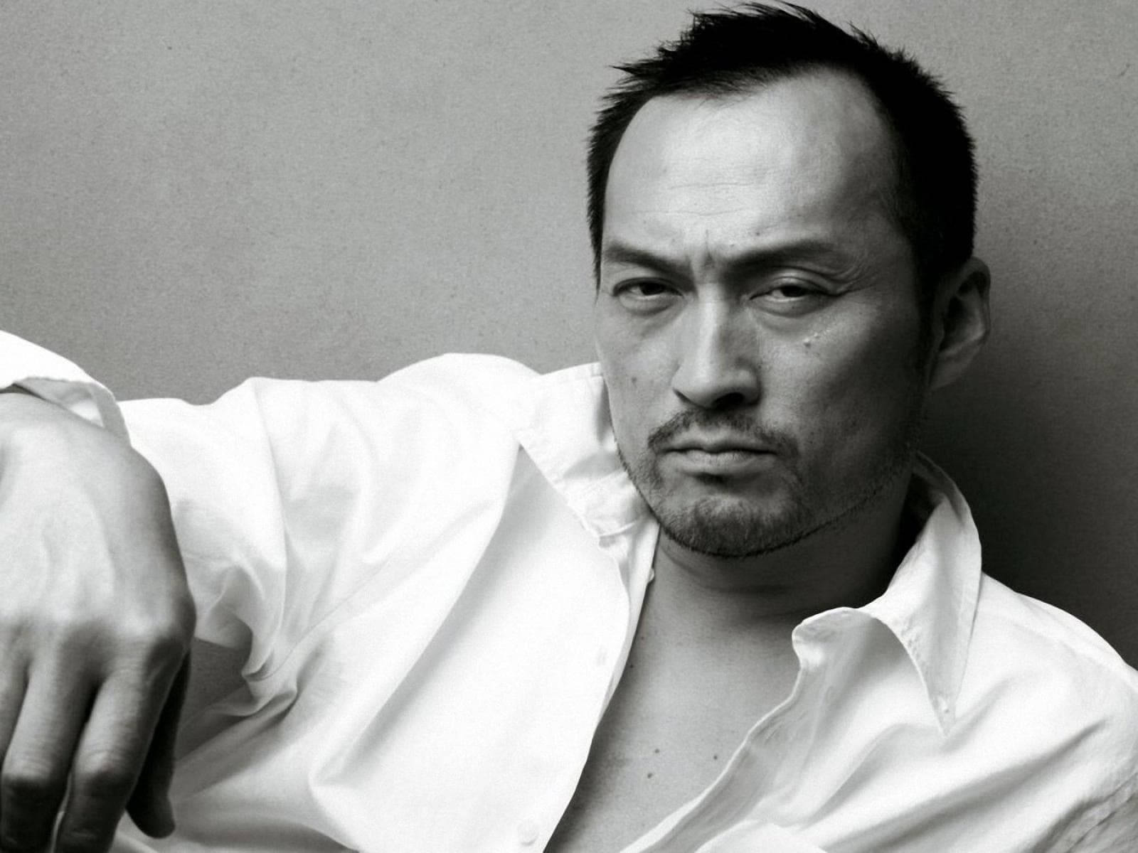 Ken Watanabe, black and white photography, serious expression, HD Desktop Wallpaper
