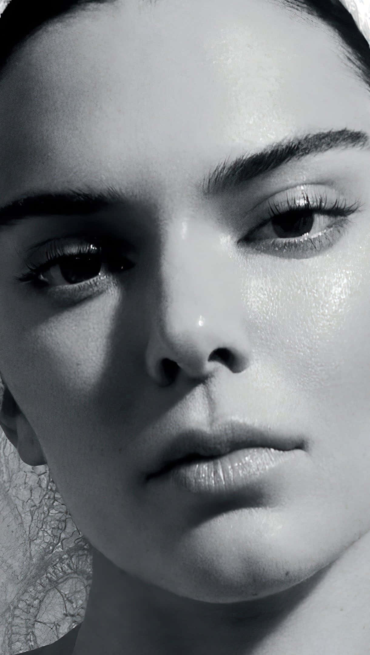 Kendall Jenner, grayscale, black and white, Full HD Phone Wallpaper