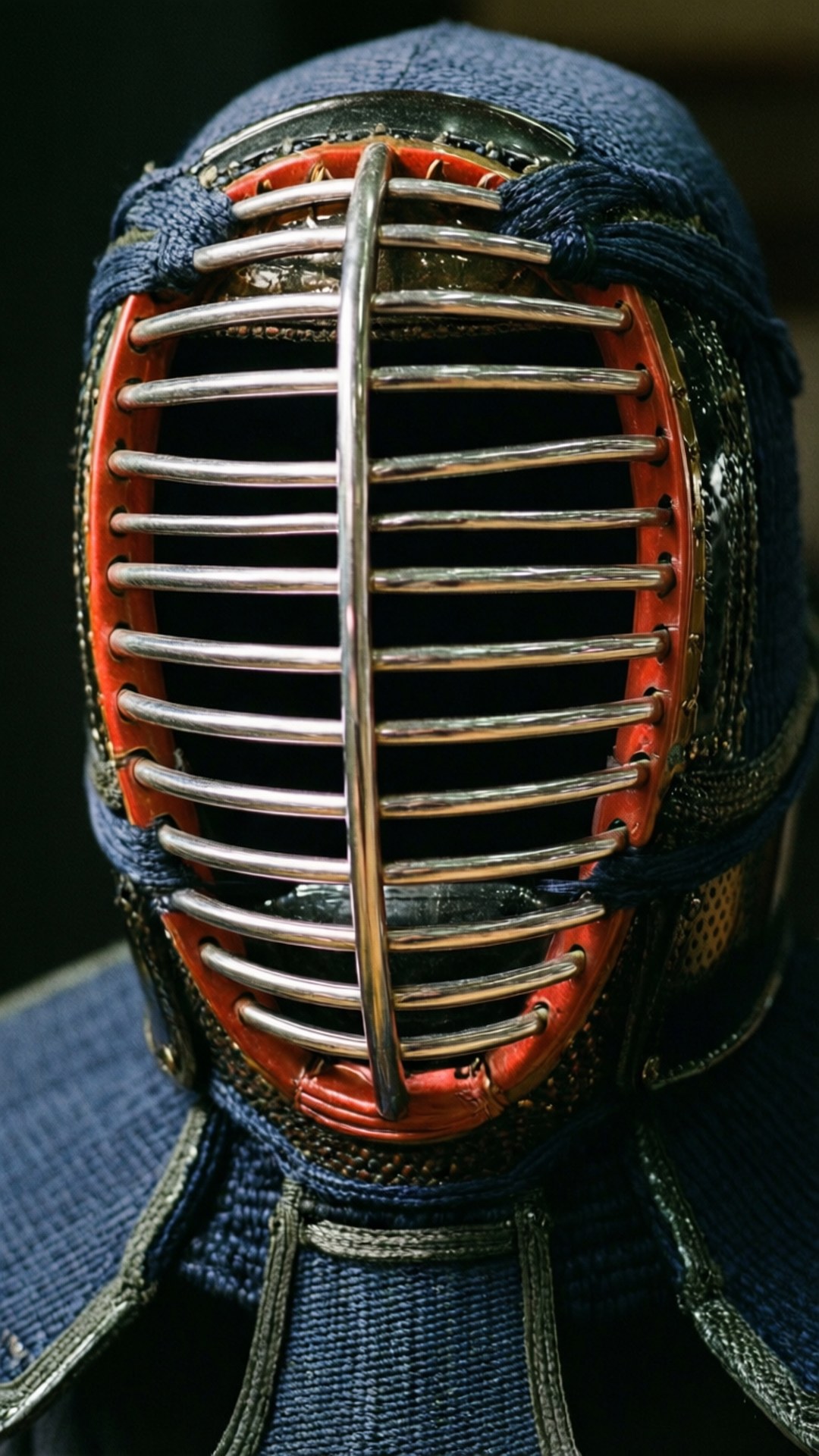 kendo mask, intricate metalwork, reflective surface, Full HD Phone Wallpaper