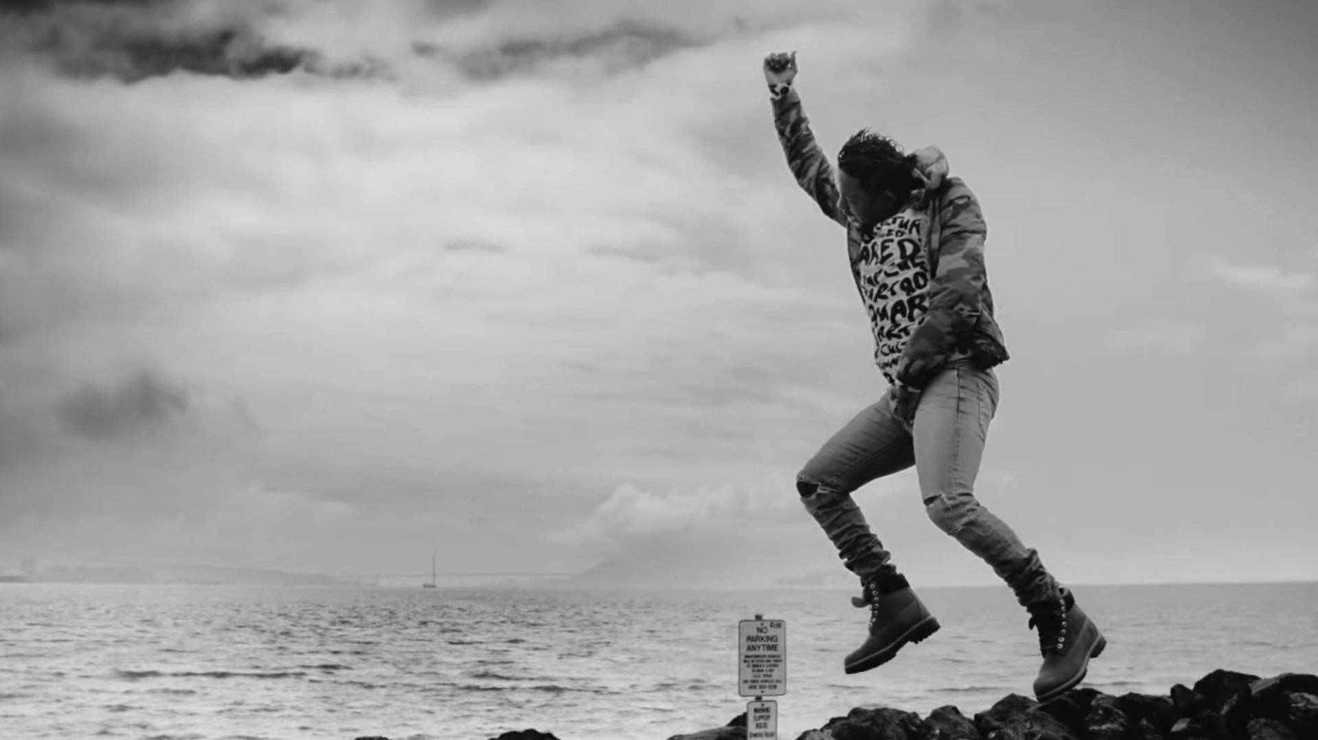Kendrick Lamar, seashore, rocky shore, Full HD Desktop Wallpaper