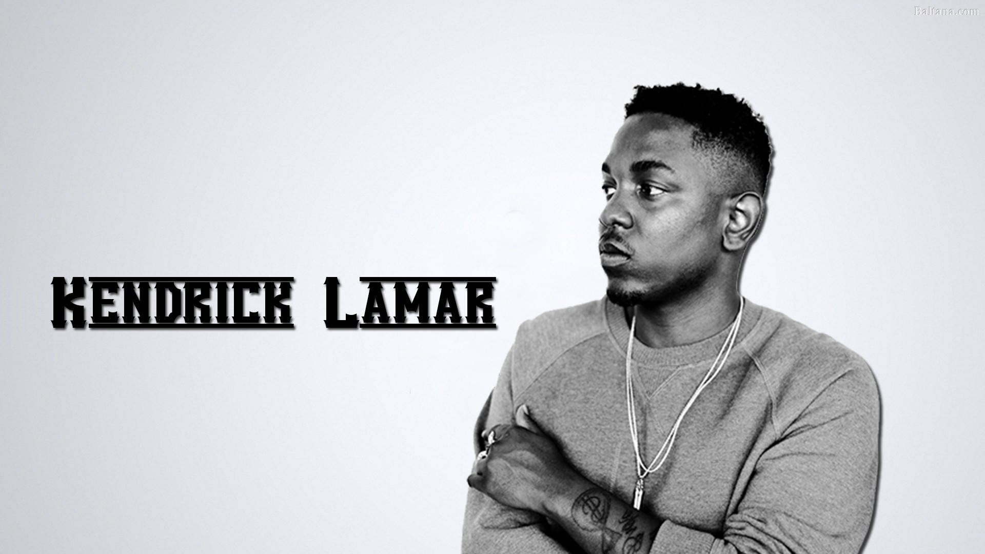Kendrick Lamar, black and white portrait, arms crossed, Full HD Desktop Wallpaper
