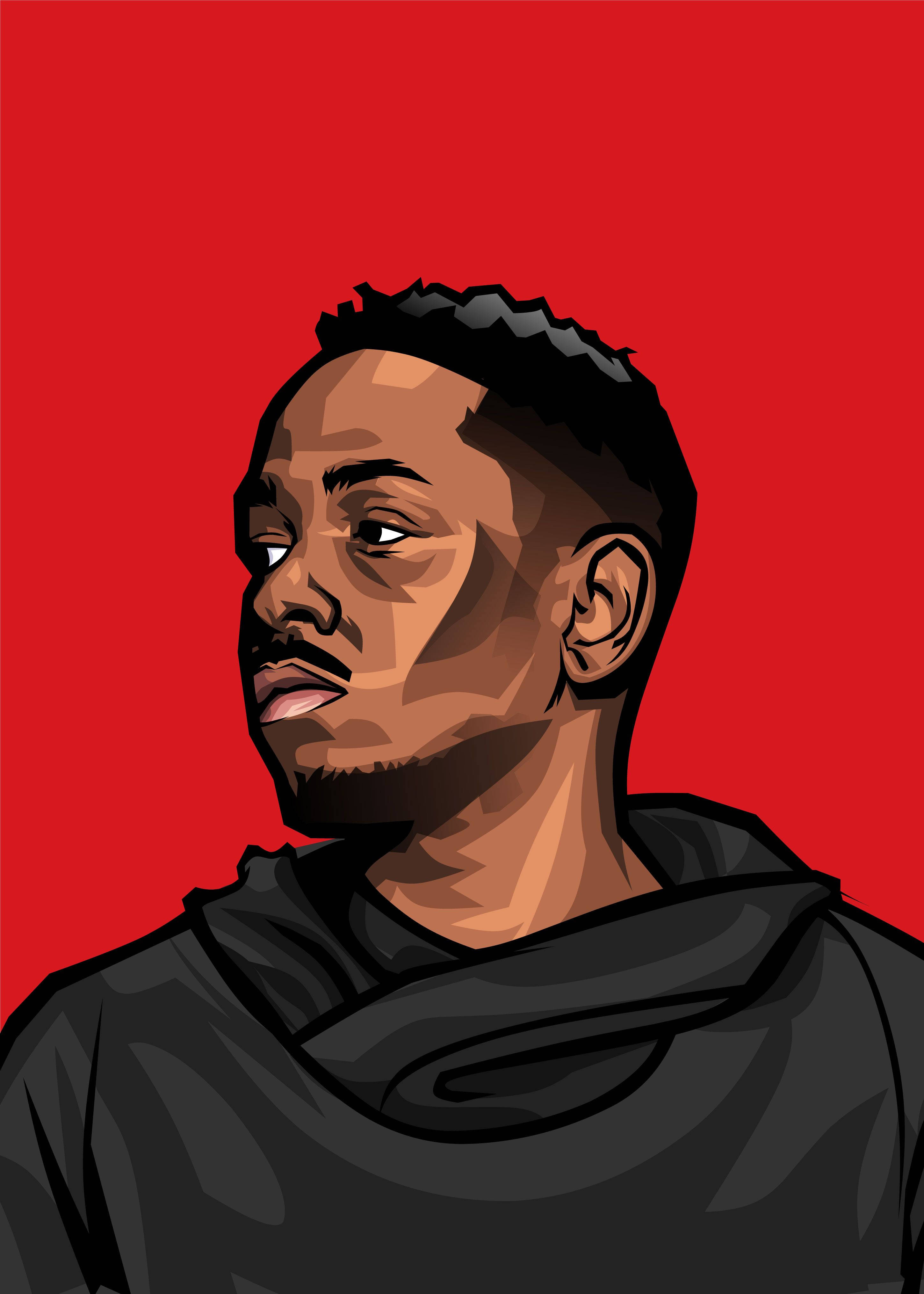 Kendrick Lamar, black hoodie, bold red background, 4K Phone Wallpaper