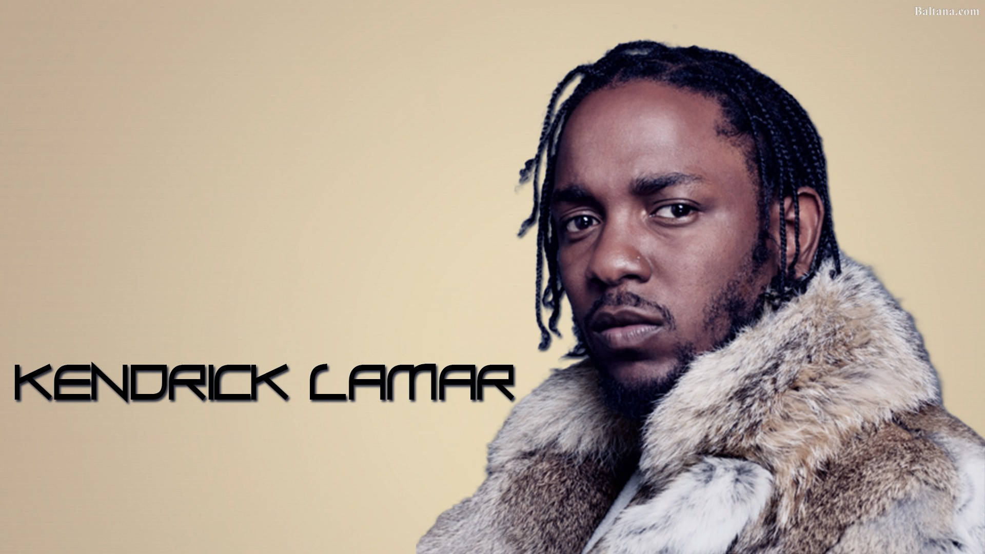 Kendrick Lamar, fur-lined coat, warm beige background, Full HD Desktop Wallpaper