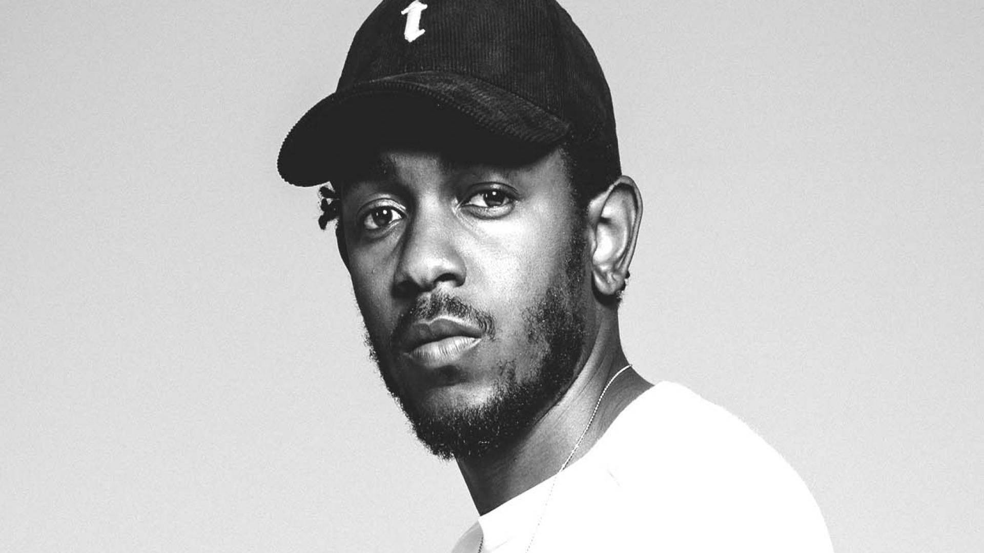 Kendrick Lamar, black and white portrait, cap, Full HD Desktop Wallpaper