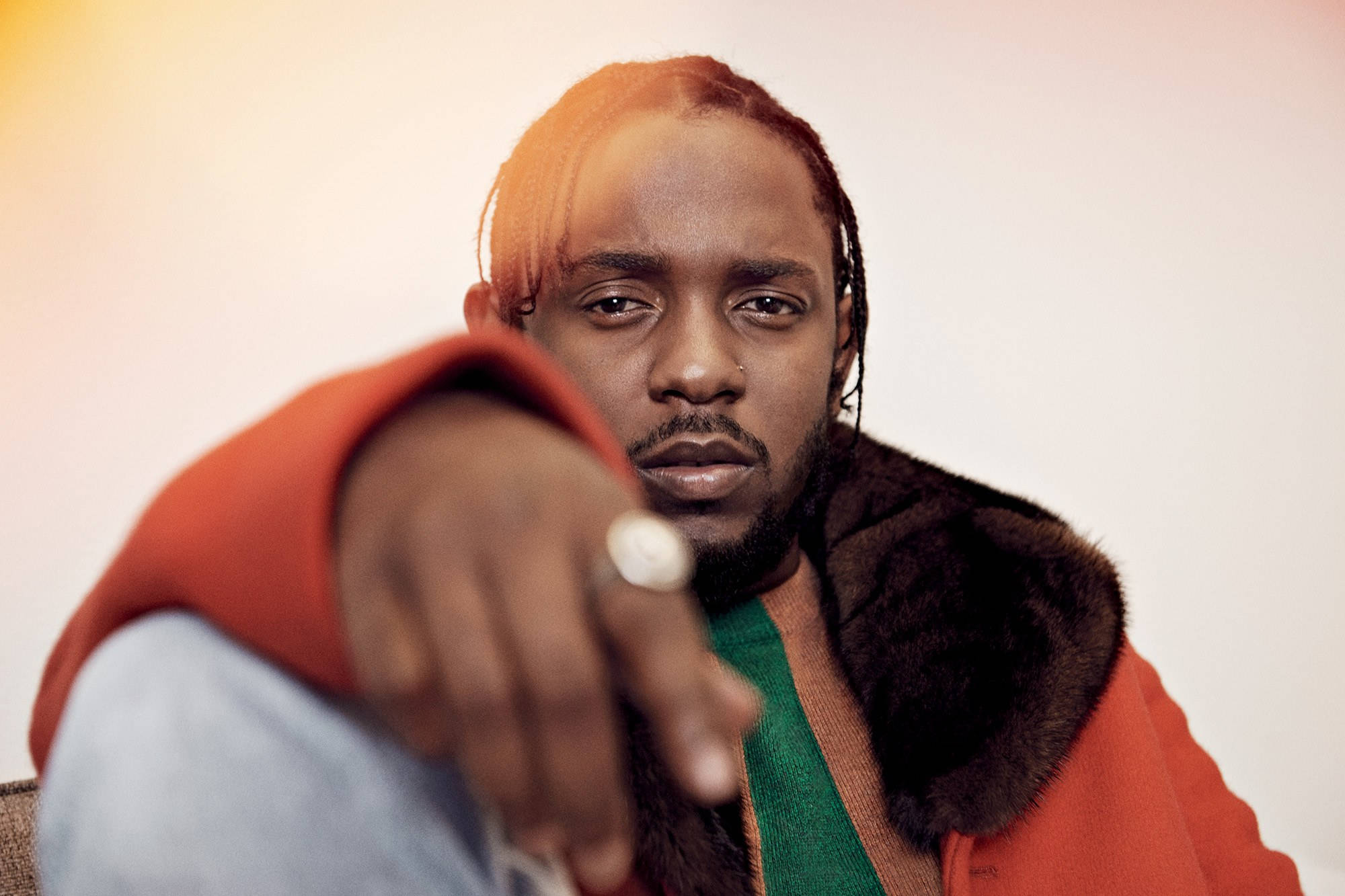 Kendrick Lamar, red coat, fur collar, Full HD Desktop Wallpaper