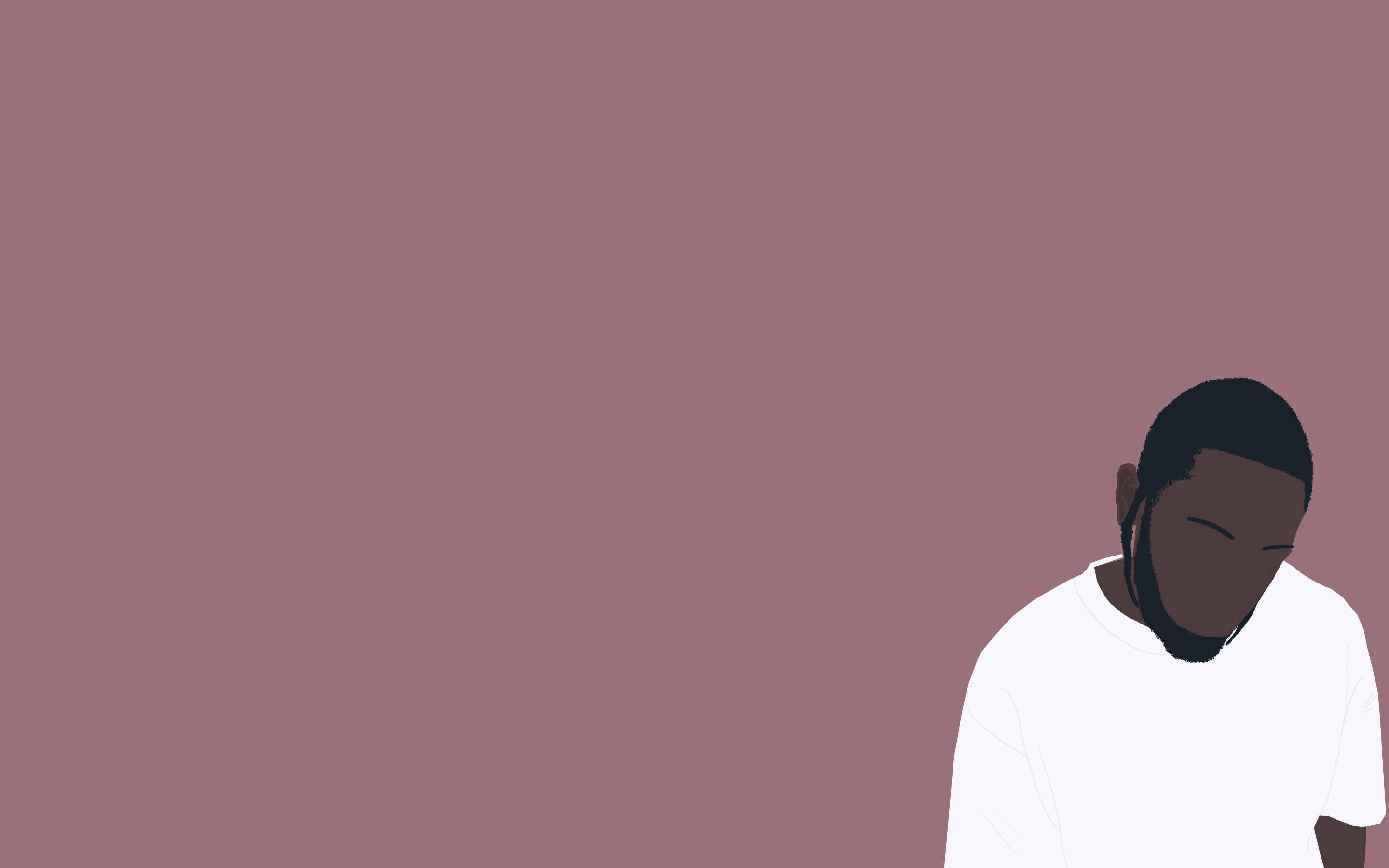 Minimalist Kendrick Lamar Digital Art, white t-shirt, eyes closed, 2K Desktop Wallpaper