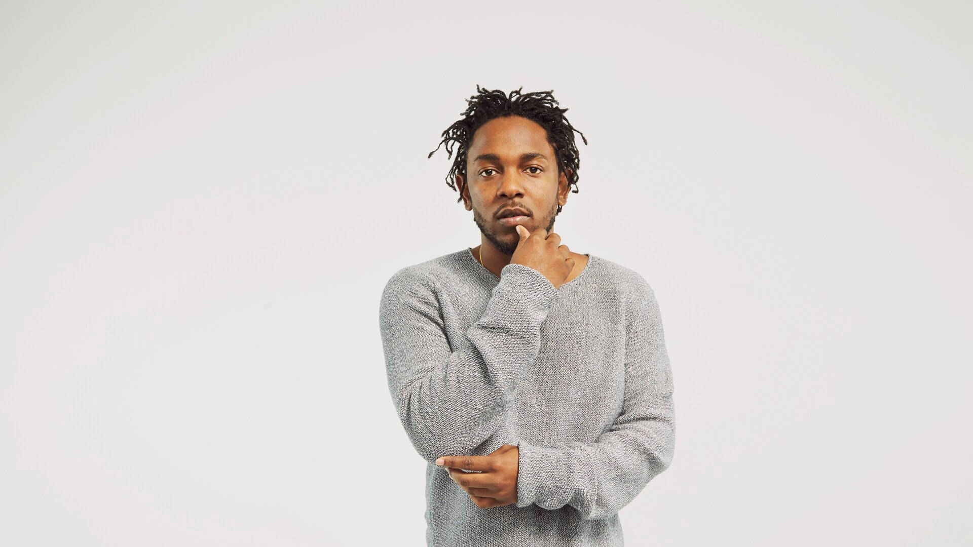 Kendrick Lamar, dreadlocks, gray sweater, Full HD Desktop Wallpaper