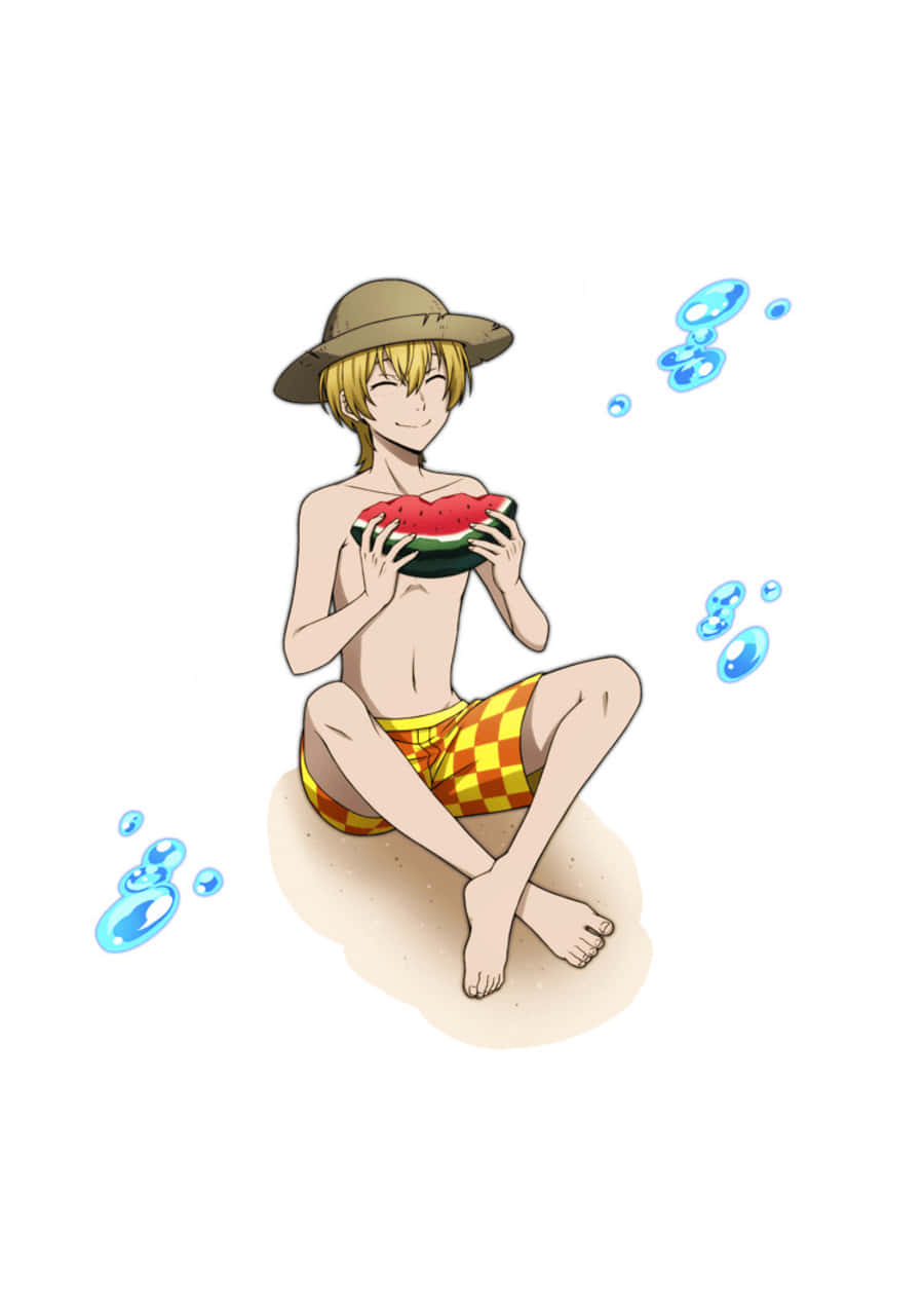 Kenji Miyazawa, straw hat, checkered shorts, SD Phone Wallpaper