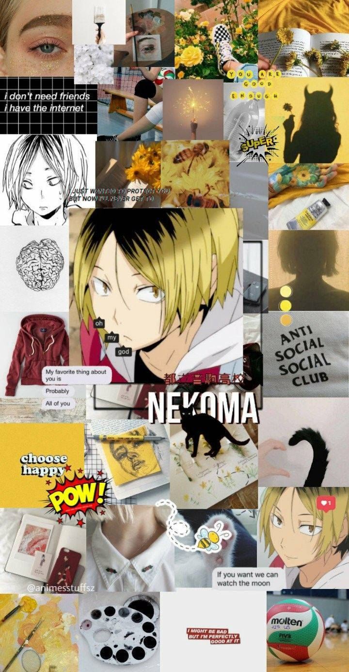 Kenma, yellow themed, anime characters, HD Phone Wallpaper