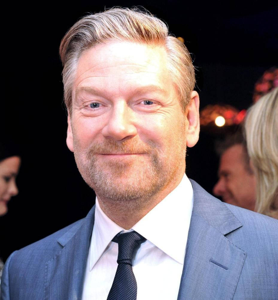 Kenneth Branagh, gray suit, black tie, SD Phone Wallpaper