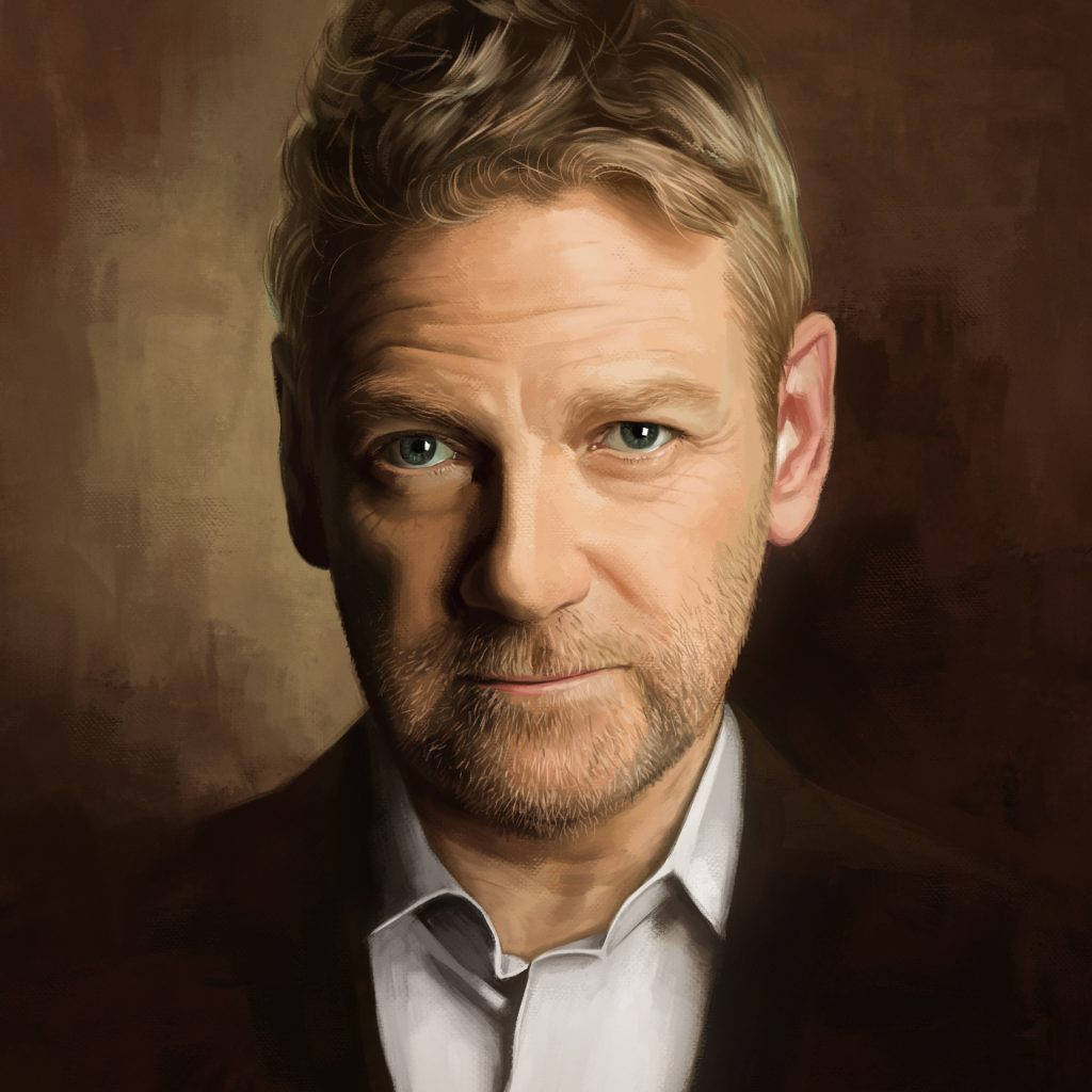 Kenneth Branagh, fierce pose, realistic oil painting portrait, SD Desktop Wallpaper