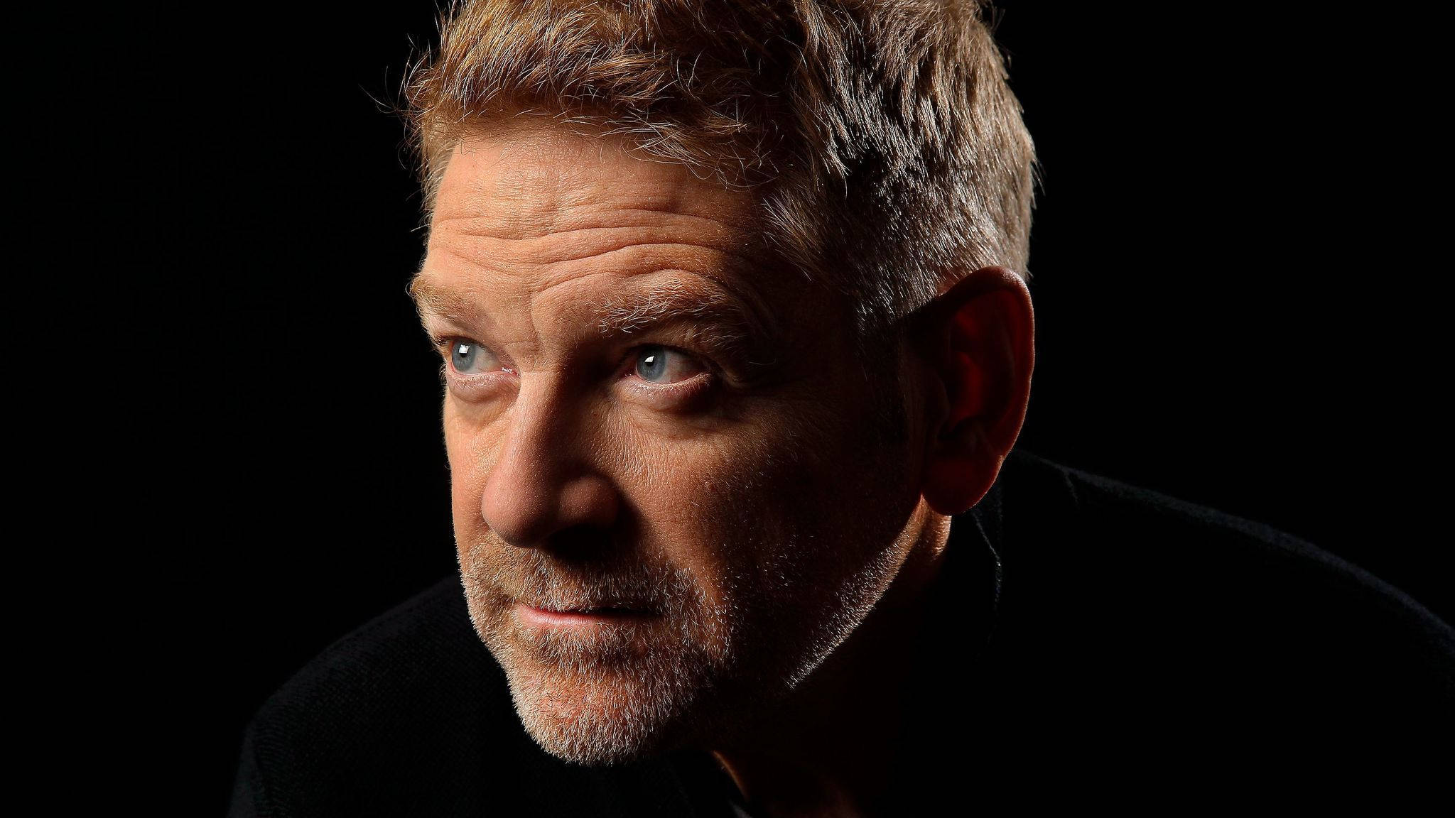 Kenneth Branagh, gray hair, intense blue eyes, Full HD Desktop Wallpaper