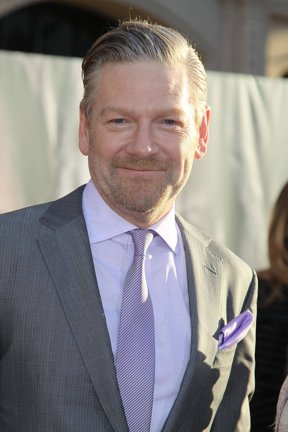 Kenneth Branagh, gray suit, purple tie, HD Phone Wallpaper