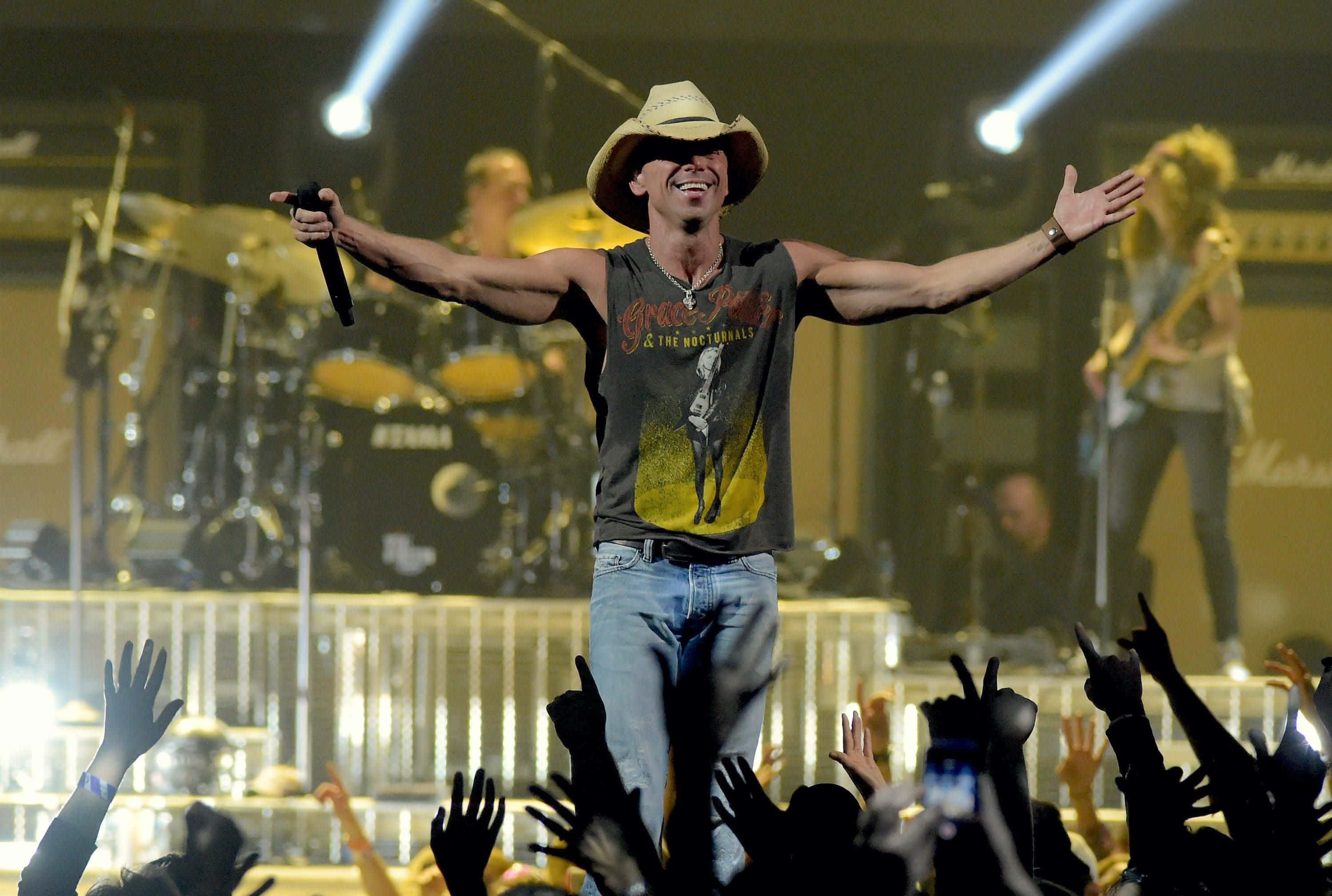 Kenny Chesney, cowboy hat, tank top, 2K Desktop Wallpaper