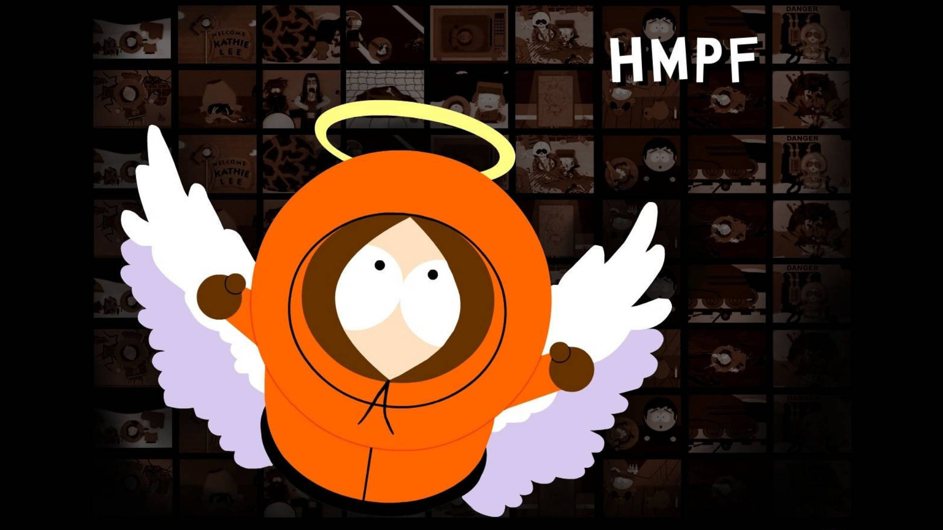 Kenny McCormick, orange hoodie, angel wings, Full HD Desktop Wallpaper