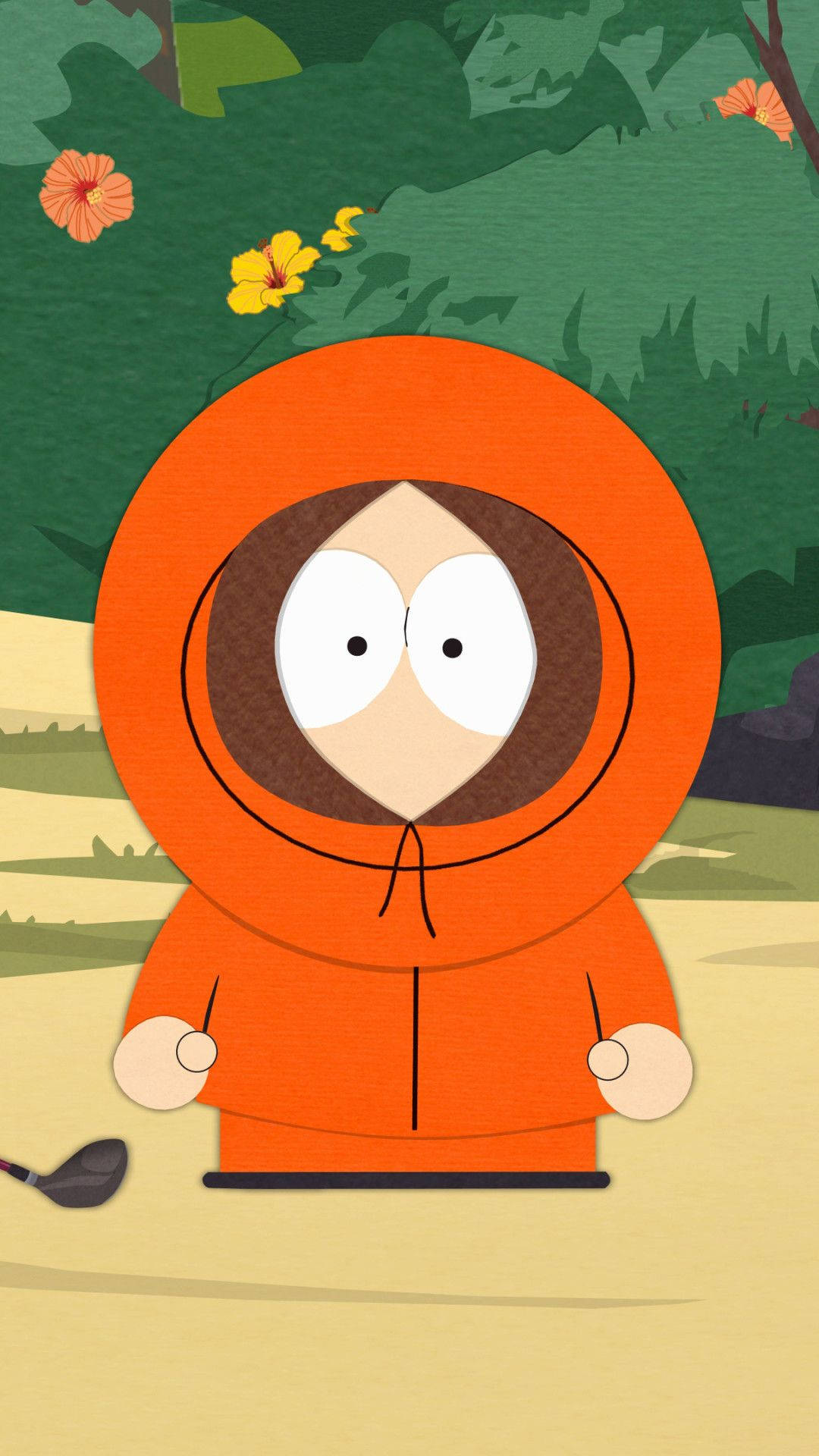 Kenny McCormick, orange hooded jacket, forest, Full HD Phone Wallpaper