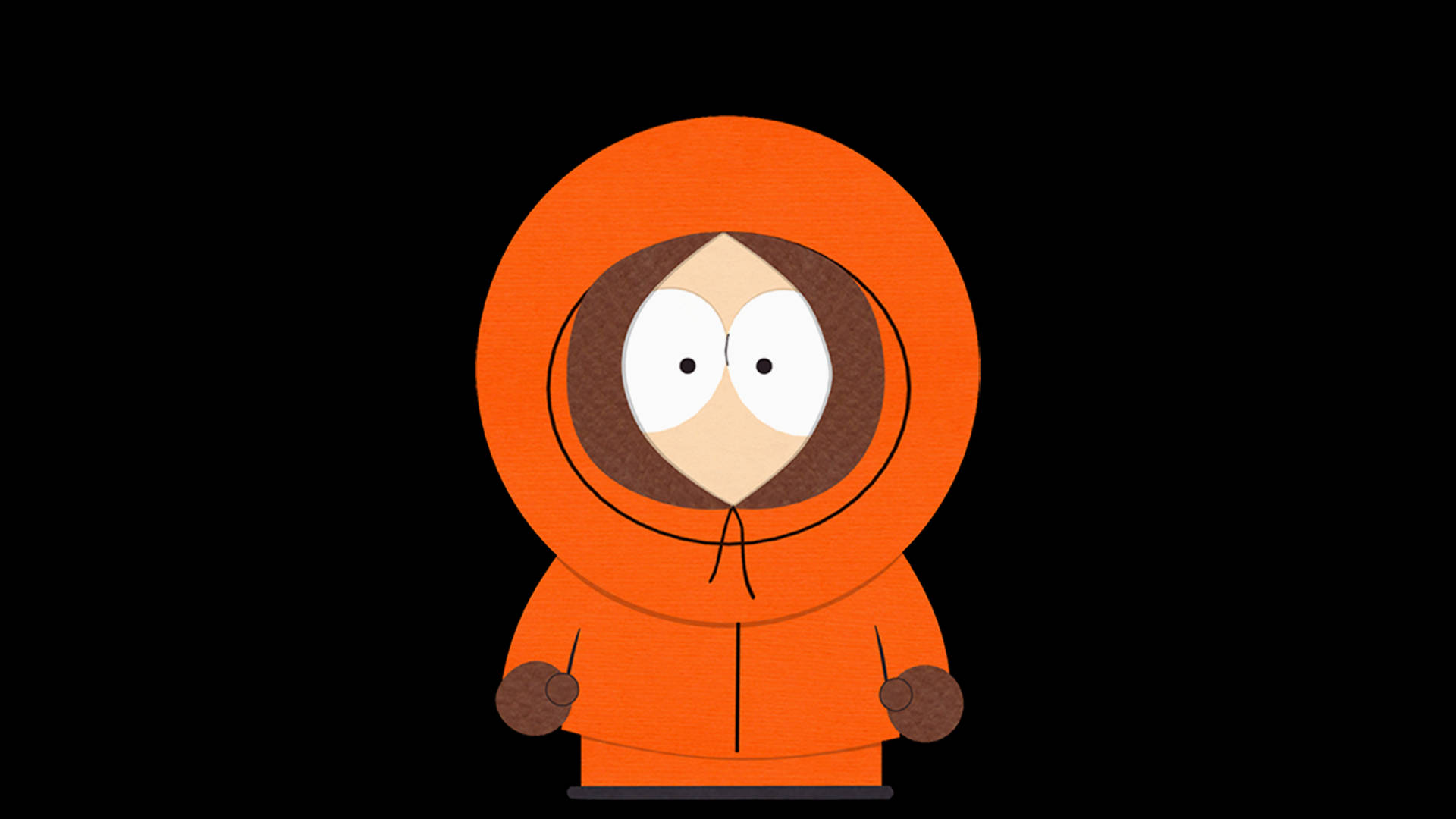 Kenny McCormick, orange hooded sweatshirt, black background, Full HD Desktop Wallpaper