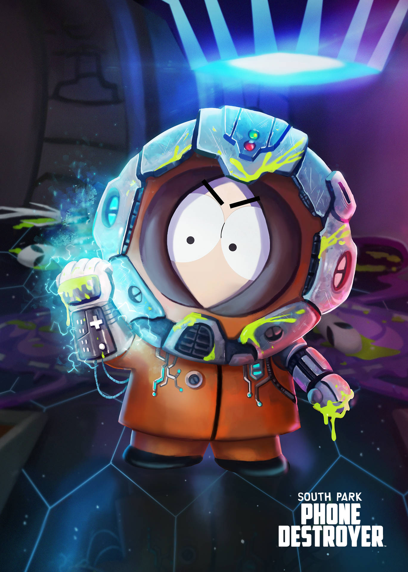 Kenny mccormick, orange parka, futuristic armor, Full HD Phone Wallpaper