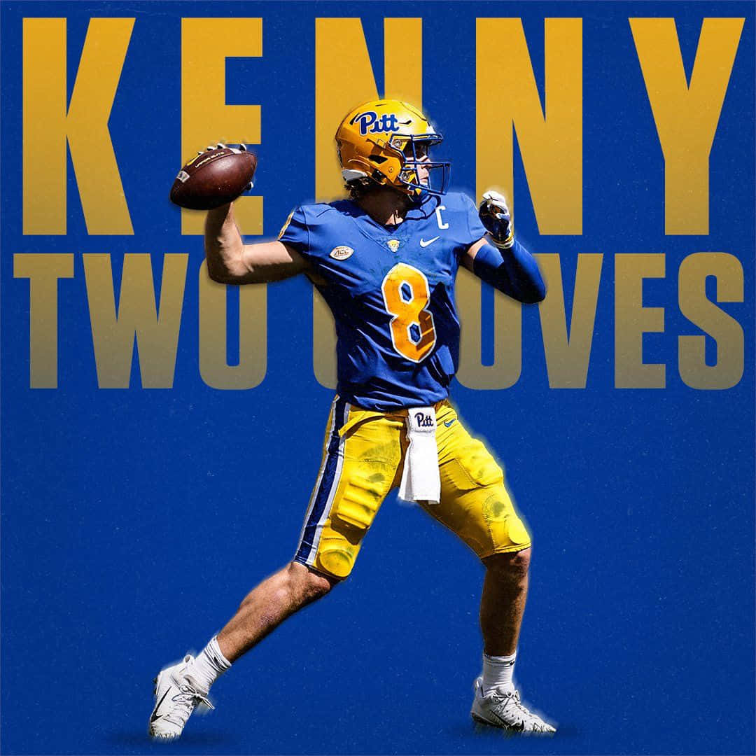 Kenny Pickett, blue and gold uniform, blue background, SD Desktop Wallpaper