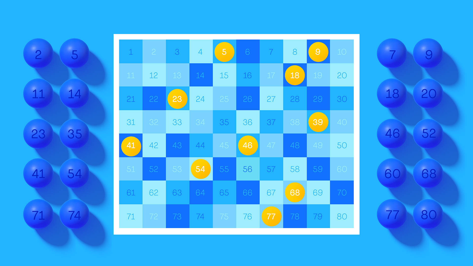 Keno, blue, grid of numbered squares, Full HD Desktop Wallpaper