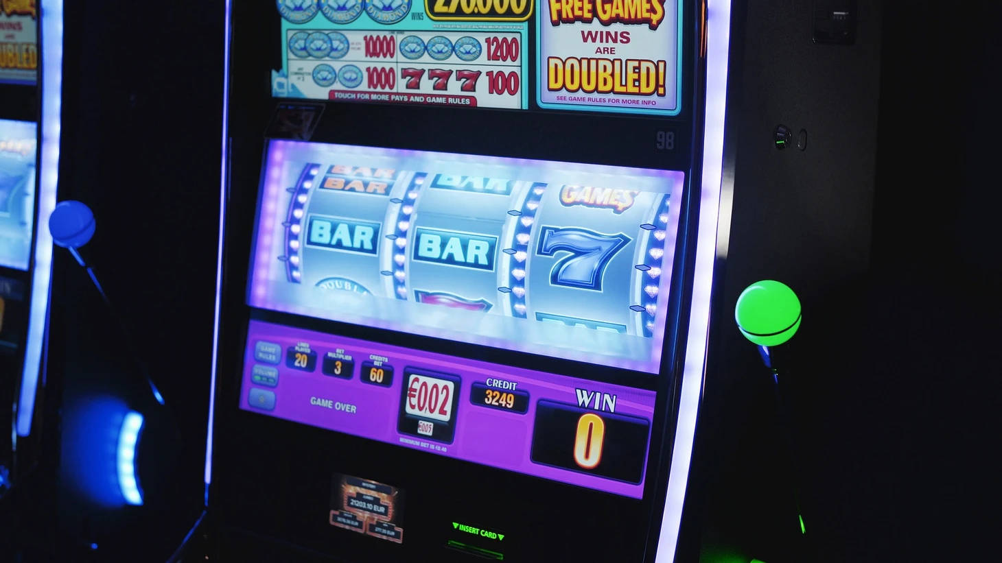 Keno, neon lights, slot machine, HD Desktop Wallpaper