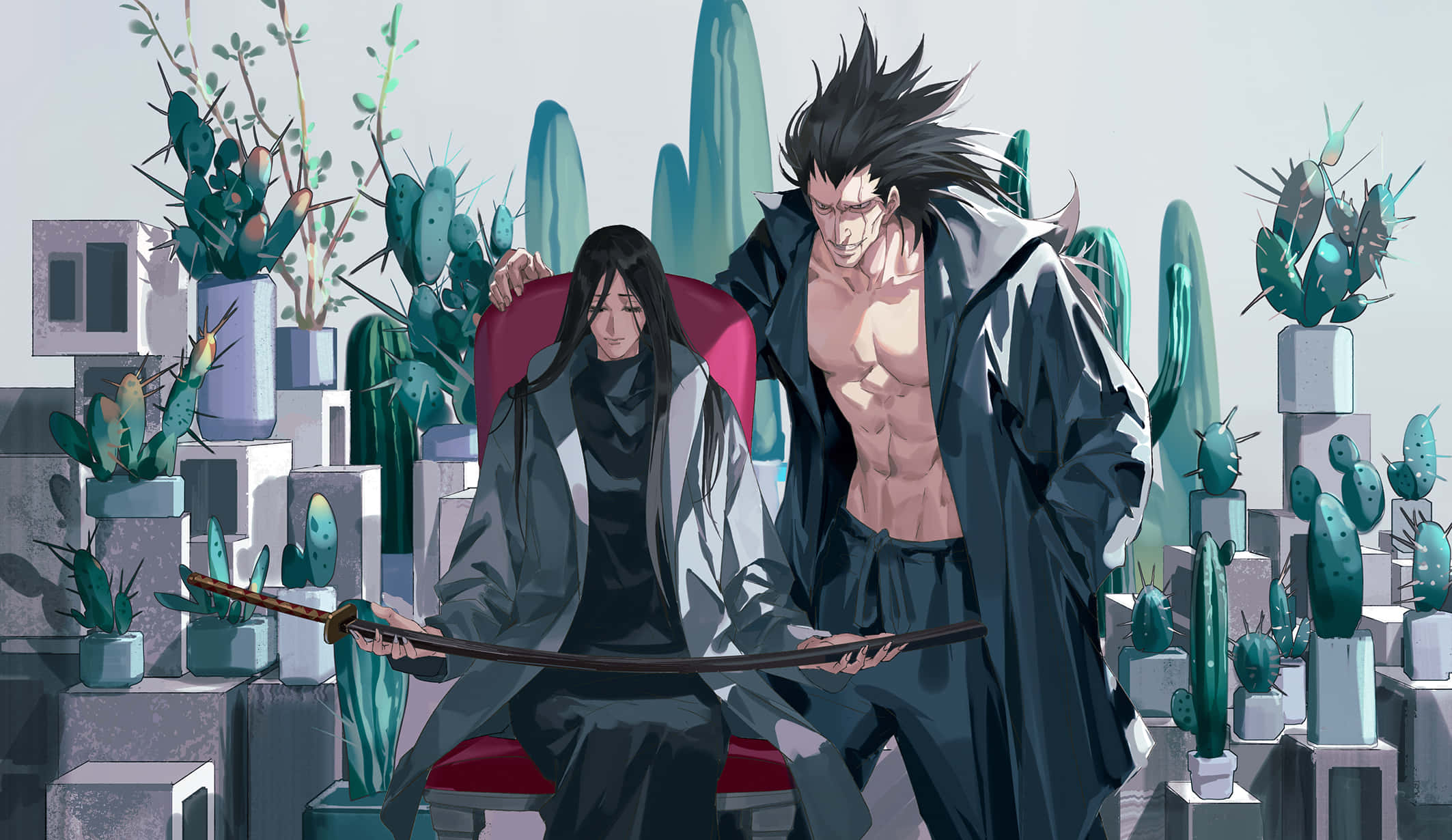 Kenpachi Zaraki, anime warriors, spiky hair, Full HD Desktop Wallpaper
