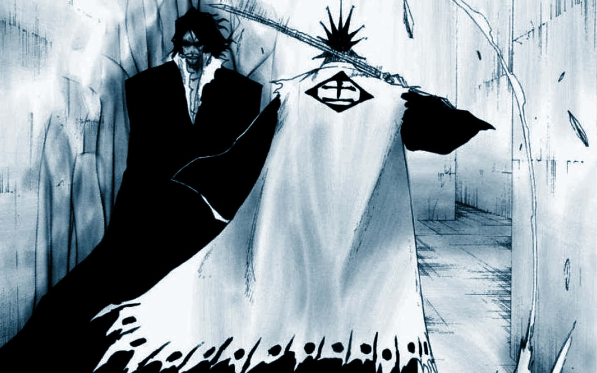 Kenpachi Zaraki, black coat, white shawl, Full HD Desktop Wallpaper