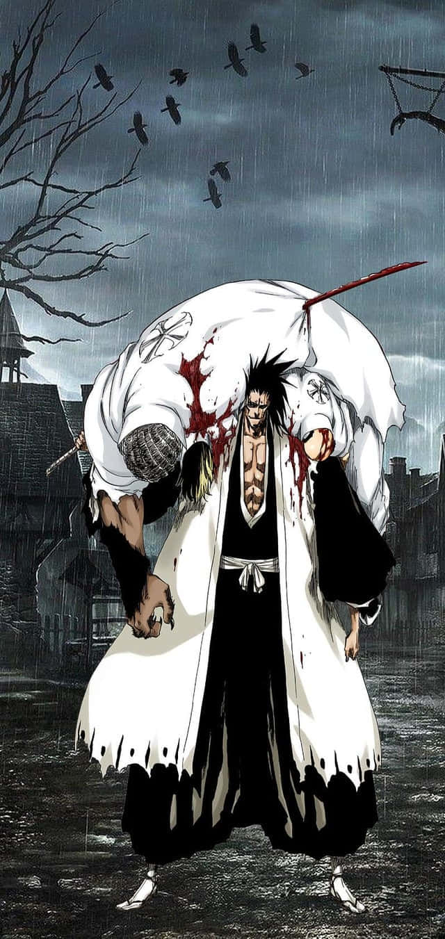 Kenpachi Zaraki, anime warrior, torn white coat, HD Phone Wallpaper