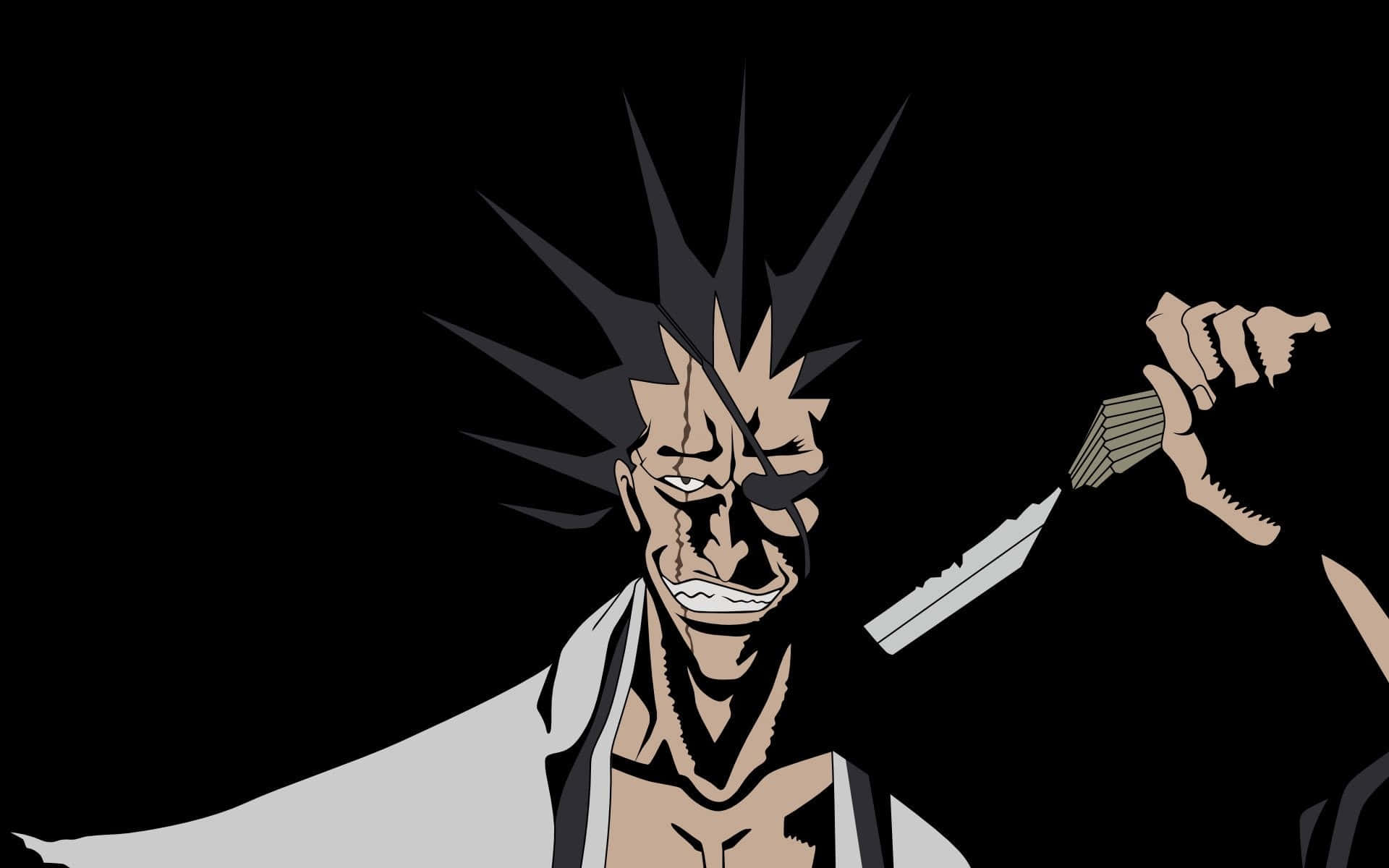 Kenpachi Zaraki, spiky hair, eye patch, Full HD Desktop Wallpaper