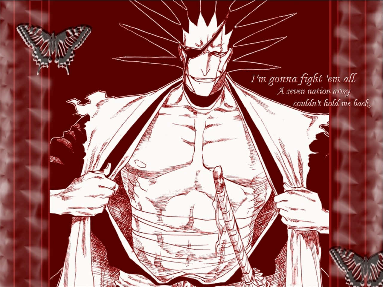 Kenpachi Zaraki, spiked hair, torn coat, HD Desktop Wallpaper