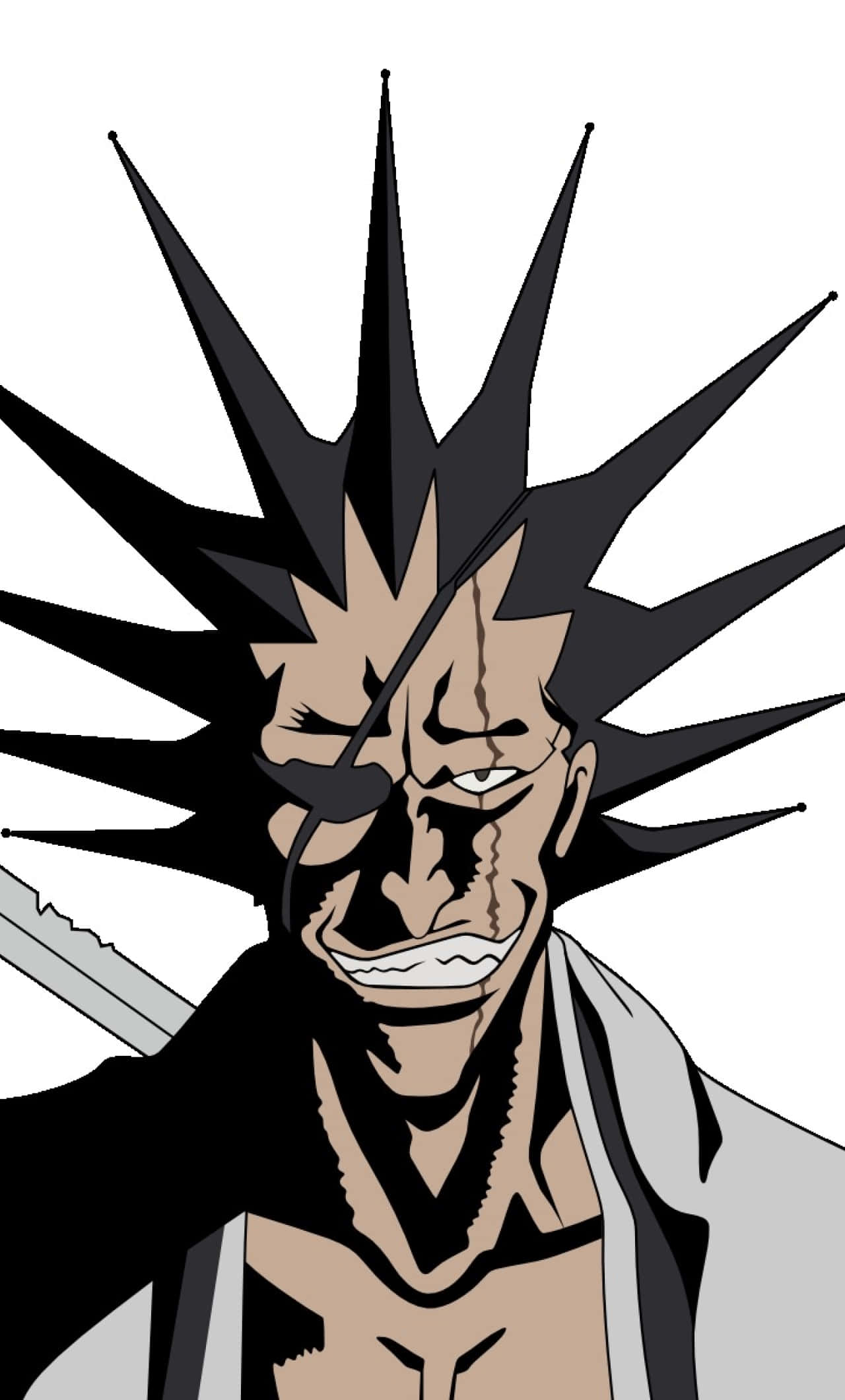Kenpachi Zaraki, spiky black hair, scarred face, Full HD Phone Wallpaper