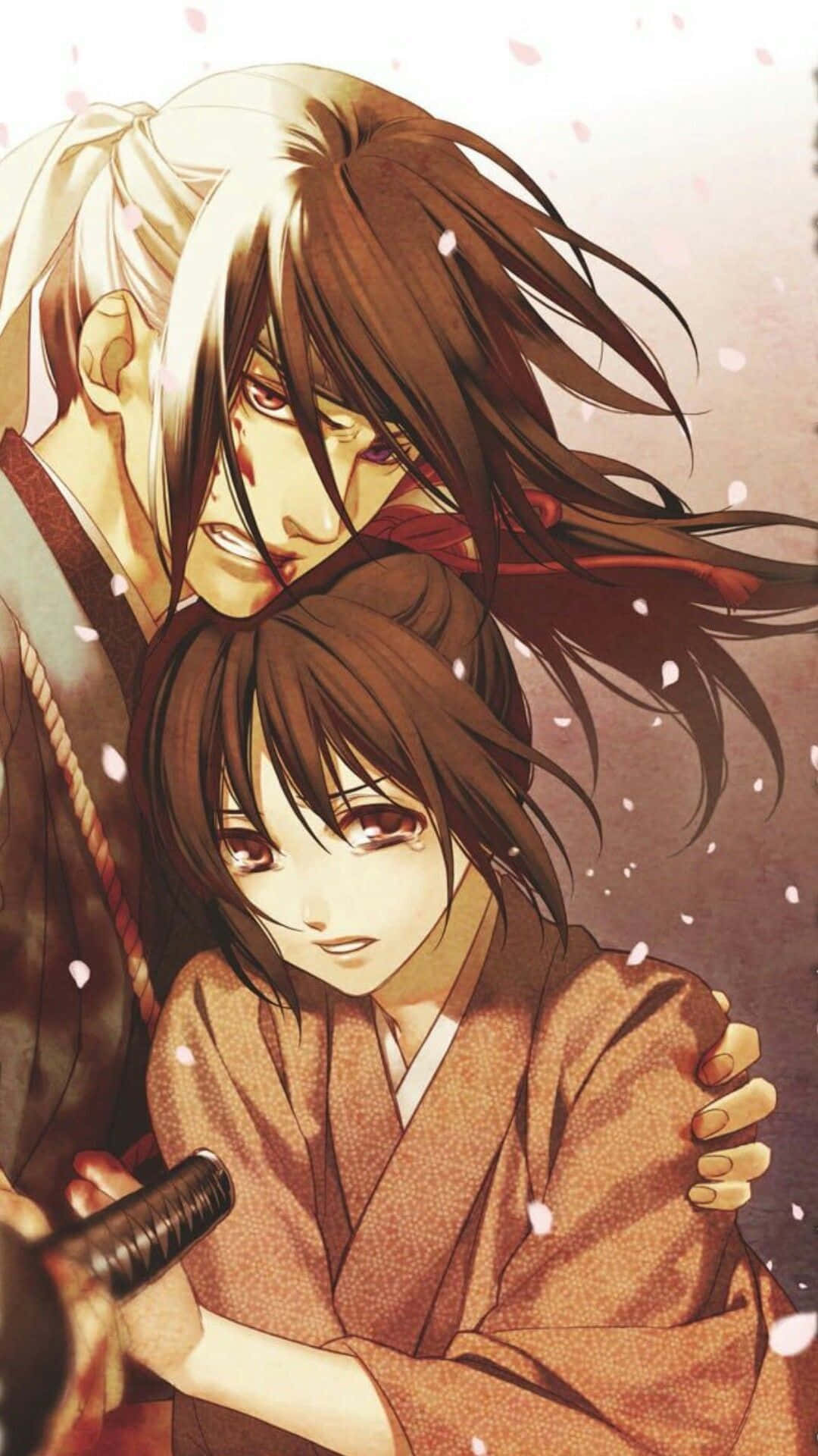 Kenshin, Kaoru, cherry blossoms, Full HD Phone Wallpaper