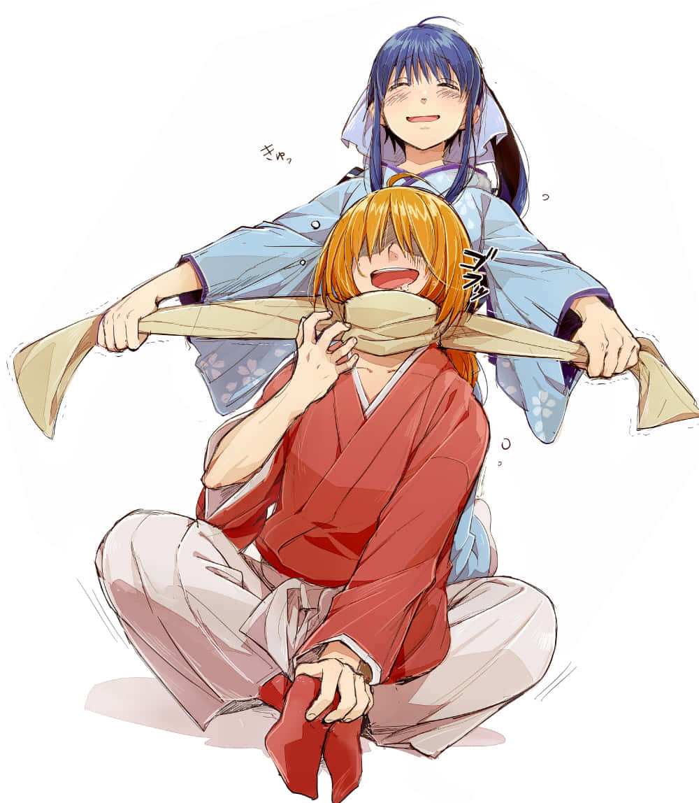Kenshin, Kaoru, red kimono, SD Phone Wallpaper