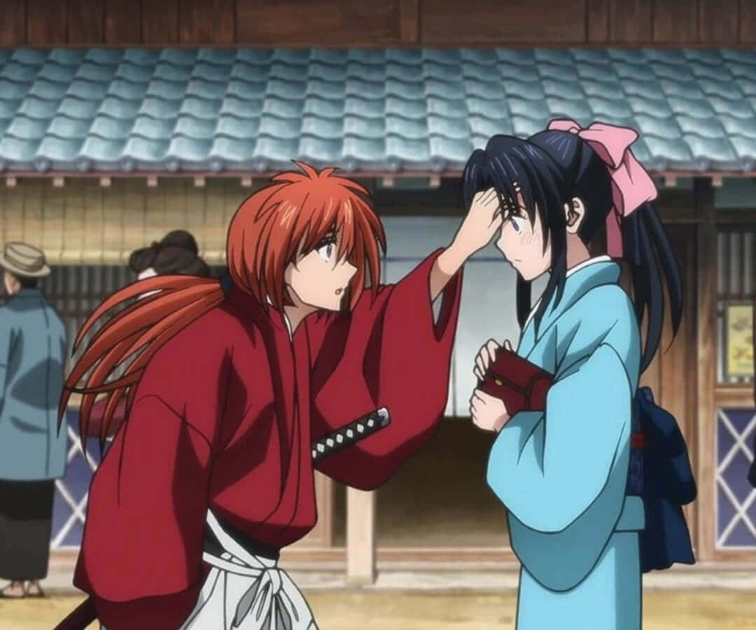 Kenshin And Kaoru, red-haired samurai, red kimono, SD Desktop Wallpaper
