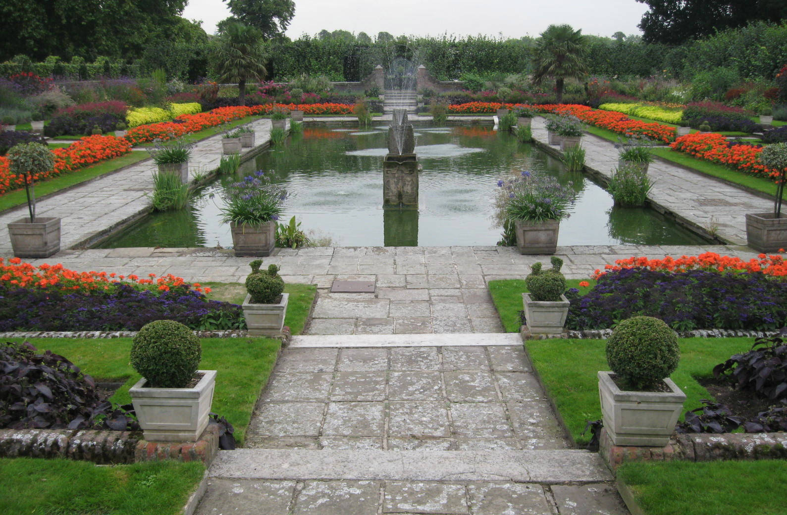 Kensington Palace, pool fountain, reflecting pool, HD Desktop Wallpaper