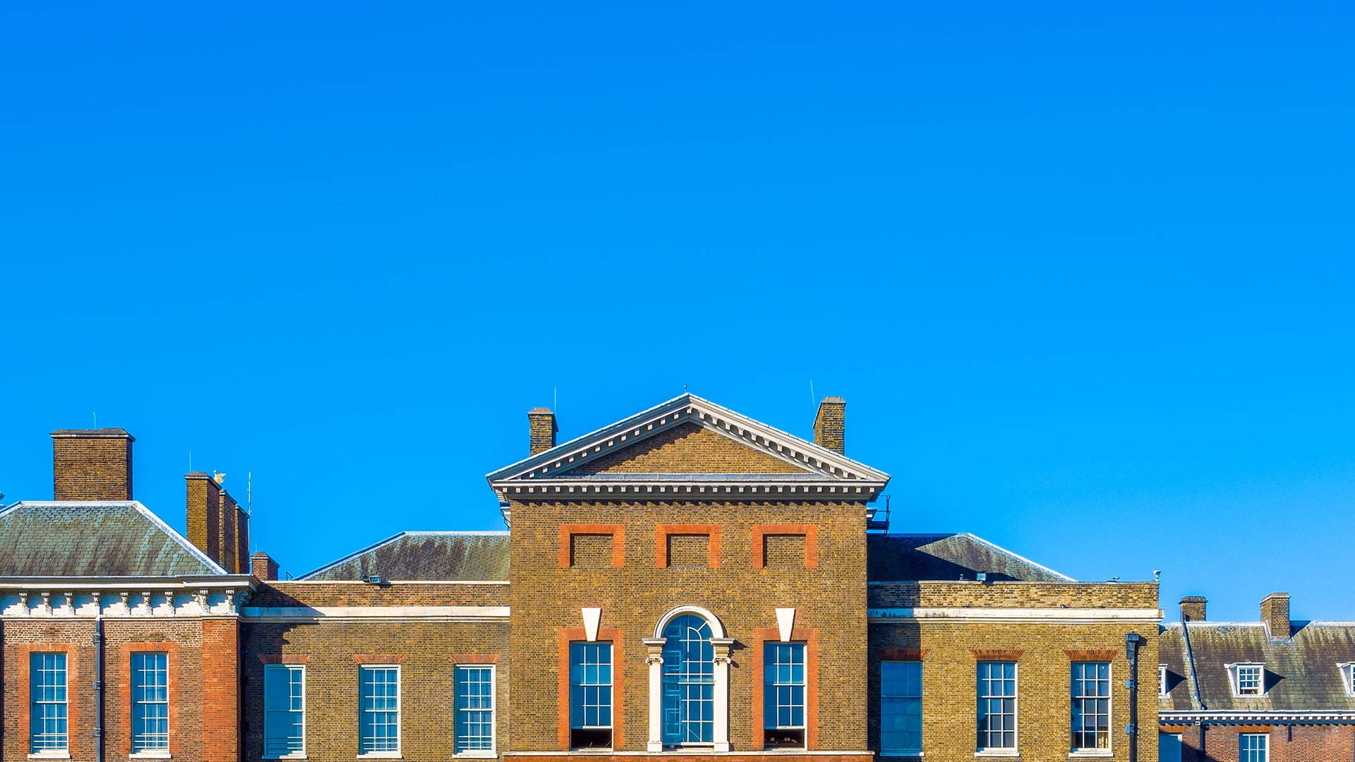 Kensington Palace, blue sky, brick building, Full HD Desktop Wallpaper