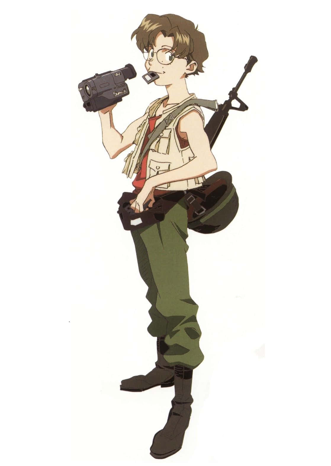 Kensuke Aida, anime boy with glasses, camcorder, HD Phone Wallpaper