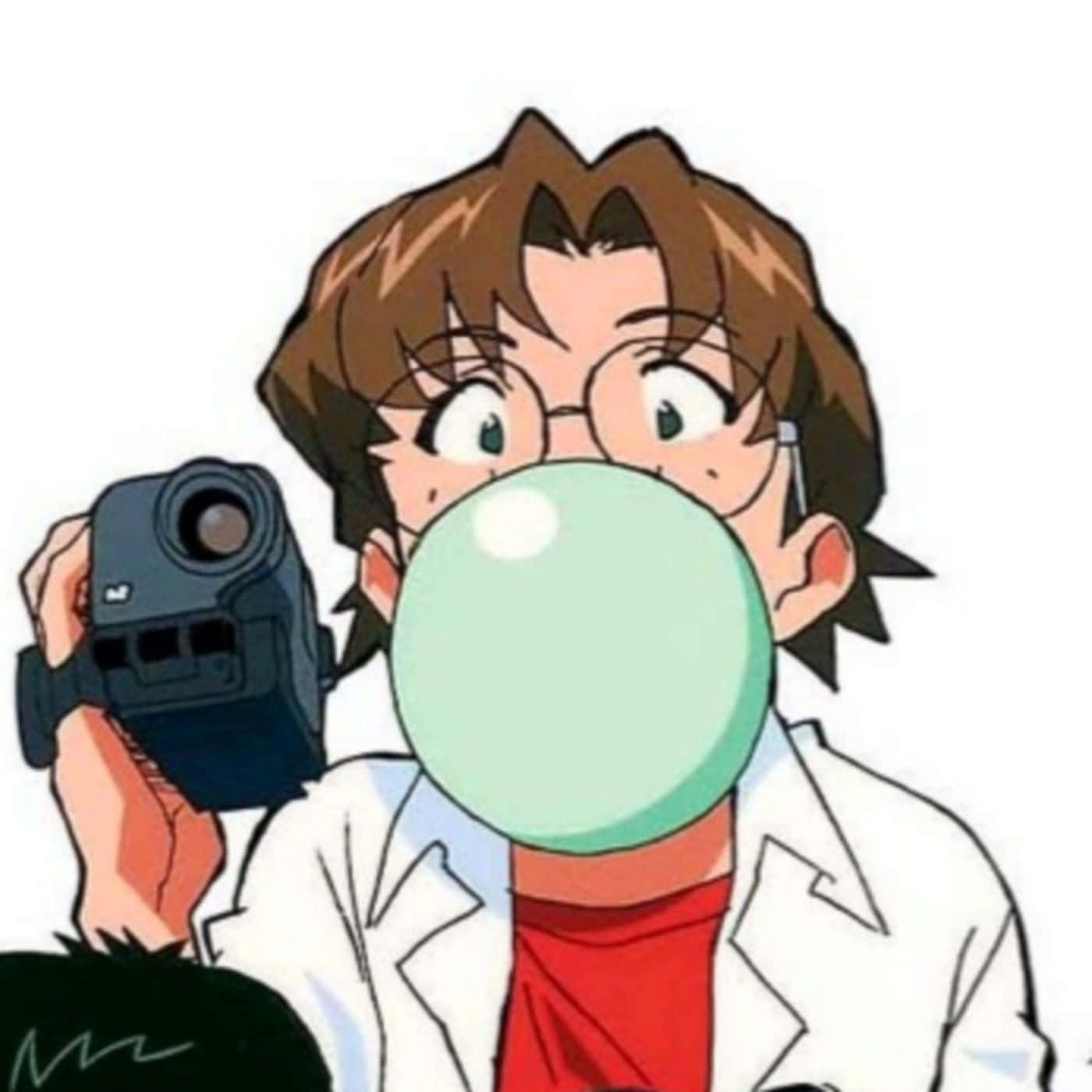 Kensuke Aida, glasses, green bubblegum bubble, HD Desktop Wallpaper