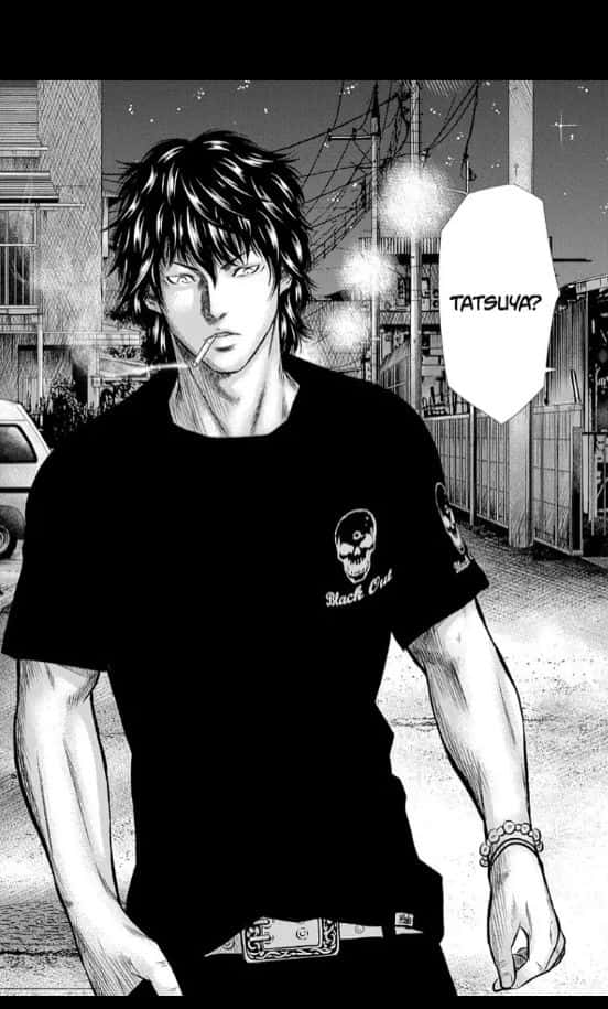 Kensuke Aida, orange shirt, manga-style, SD Phone Wallpaper